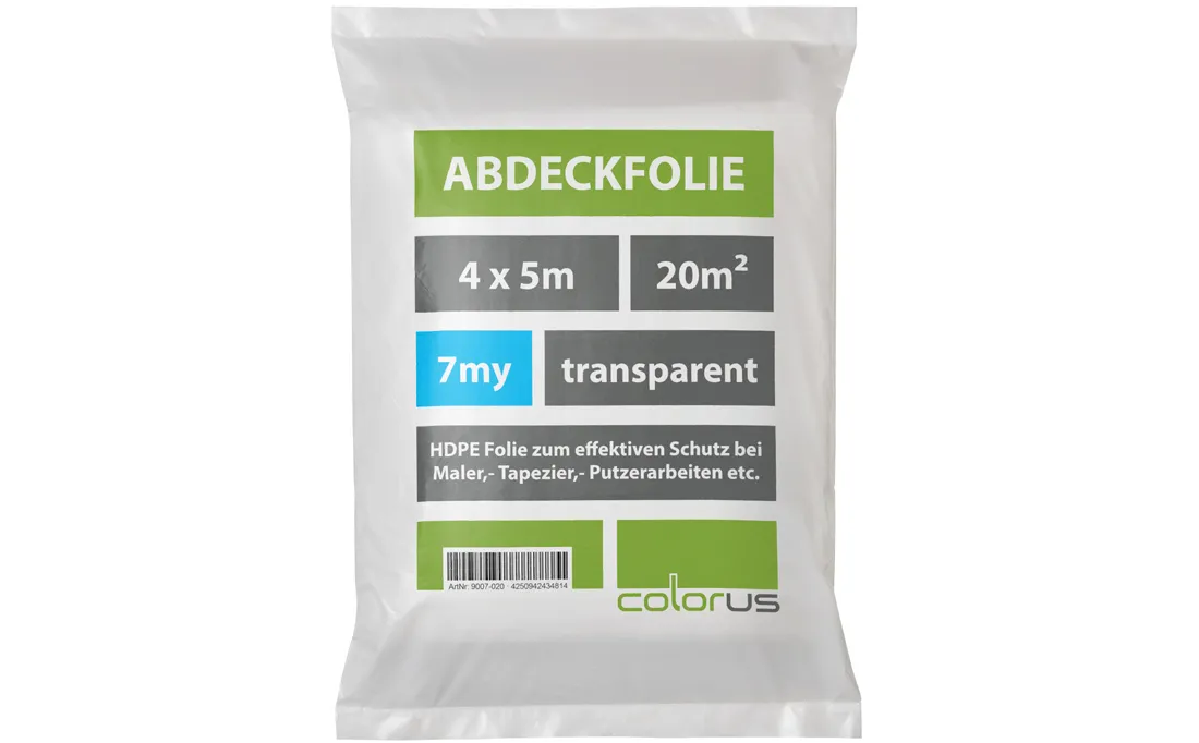 Heimwerker Abdeckfolie gefaltet 7µ HDPE transparent 4 x 5m
