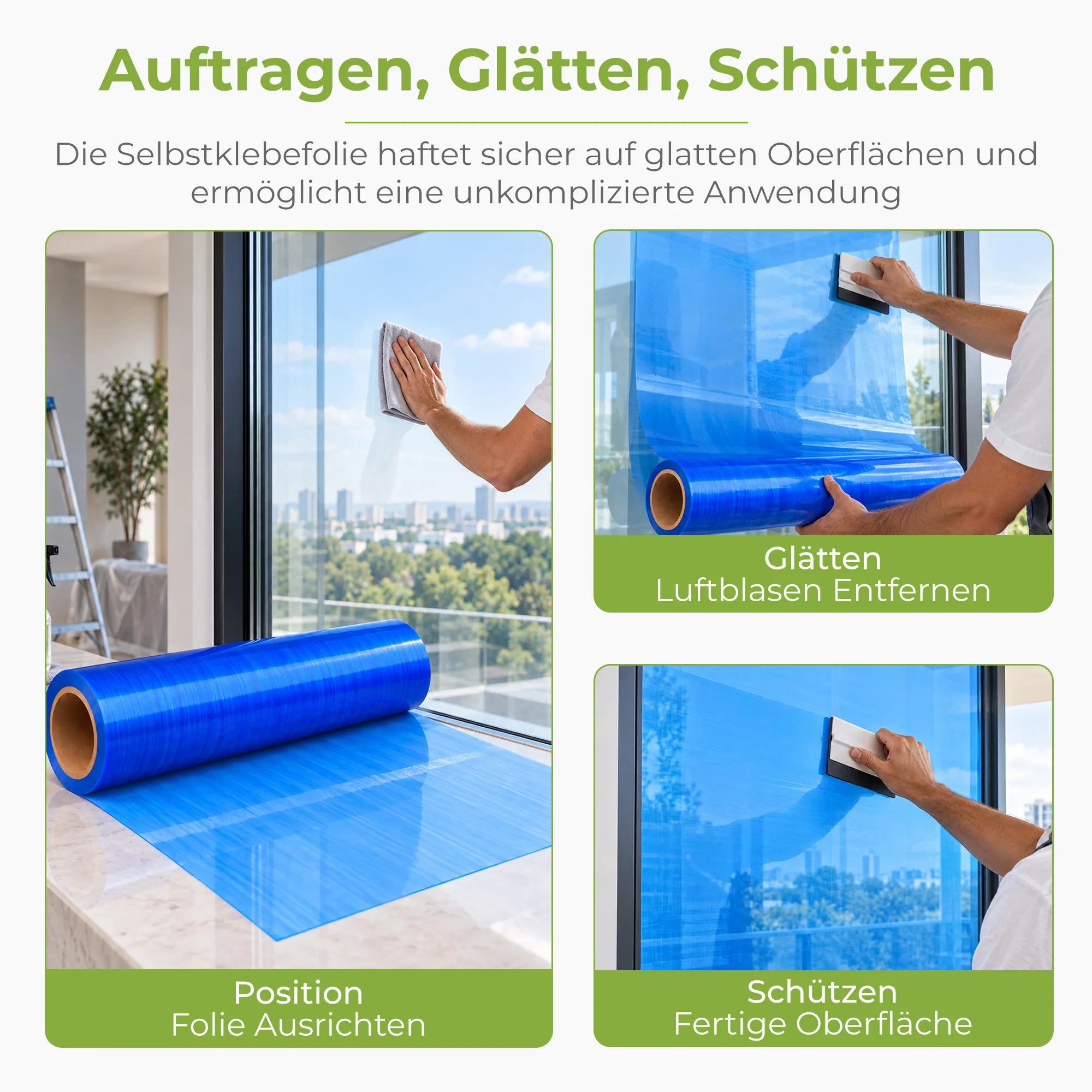 Premium Glasschutzfolie blau Fensterschutzfolie 1 x 100m