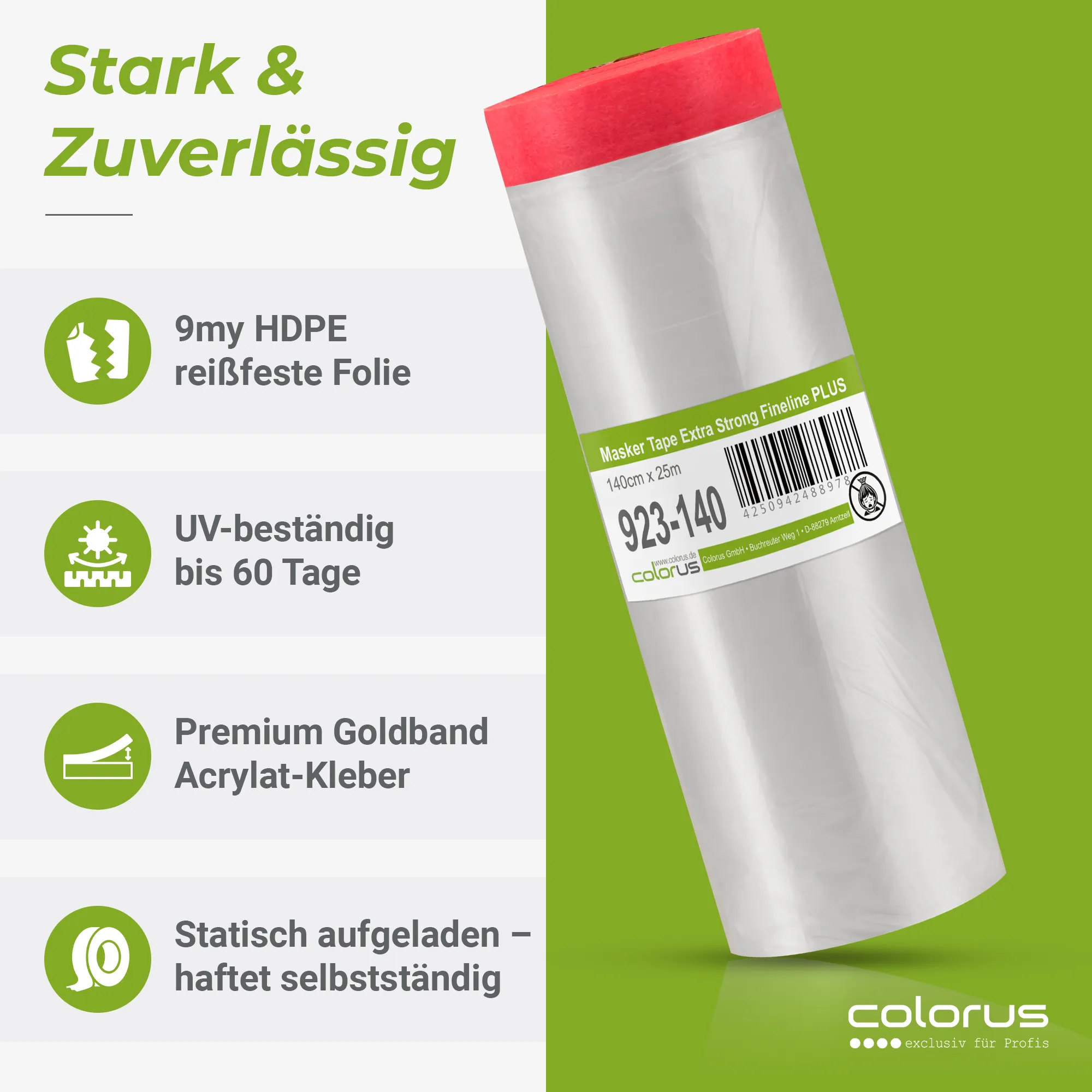 Colorus Premium Folien Masker Tape Extra Strong UV 120 140cm x 25m
