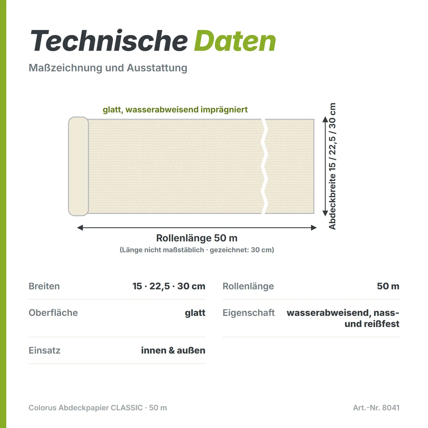 Colorus Abdeckpapier CLASSIC 50m 35g / m² glatt 300mm