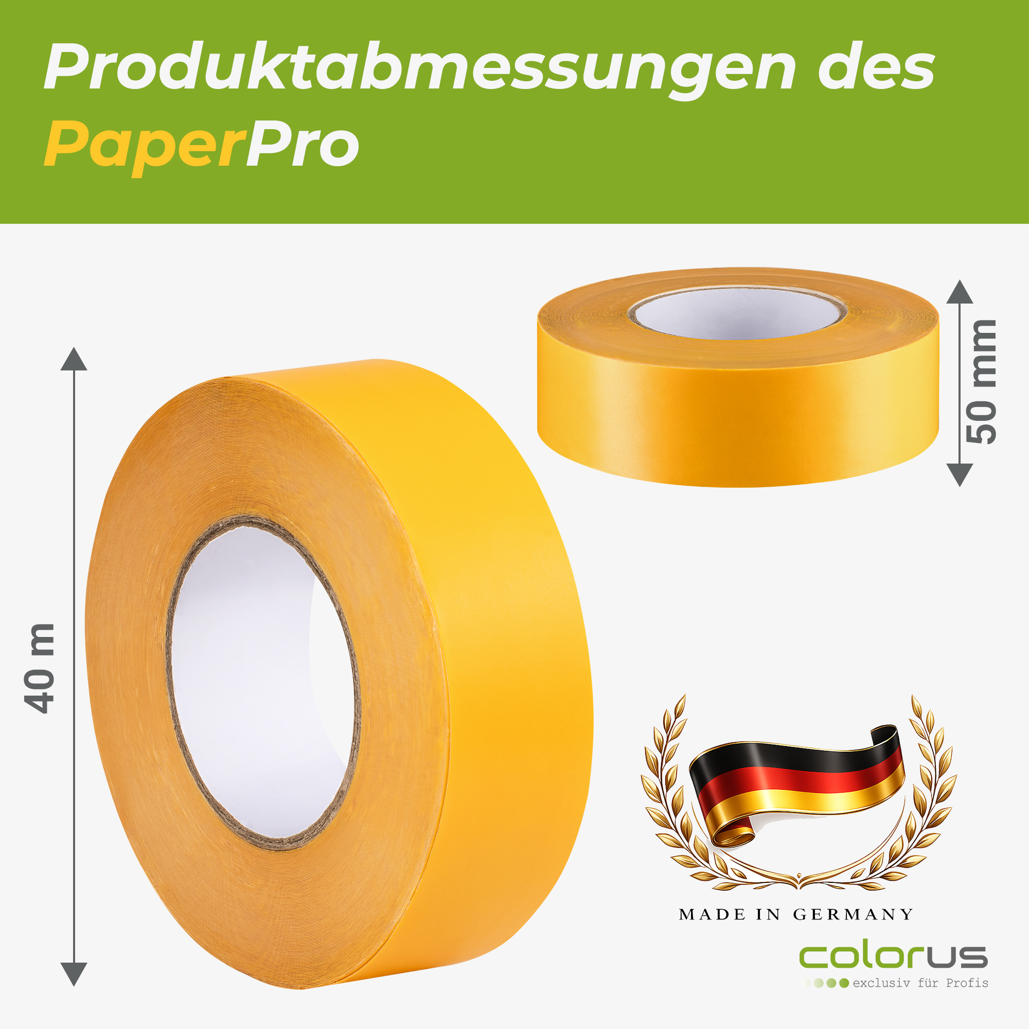Colorus PaperPro PLUS ruban adhésif pare-vapeur jaune 40m x 50mm