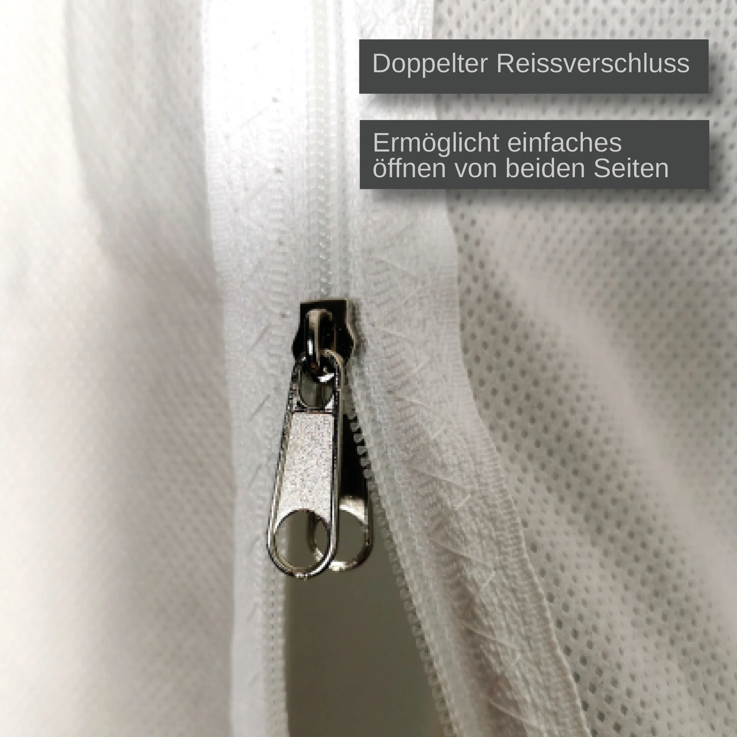 Porte anti-poussière en film non tissé avec fermeture éclair C