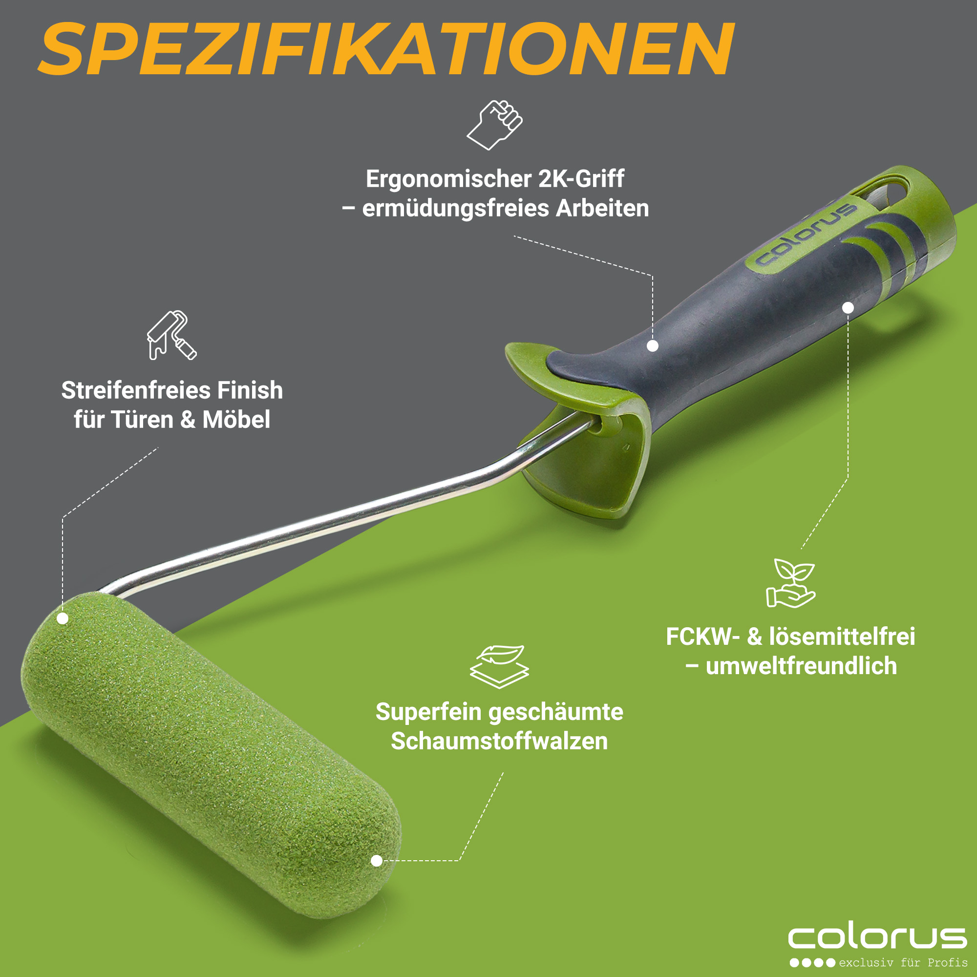 10 x Premium Lackierwalzen 11m superfein beidseitig rund, 2K Bügel