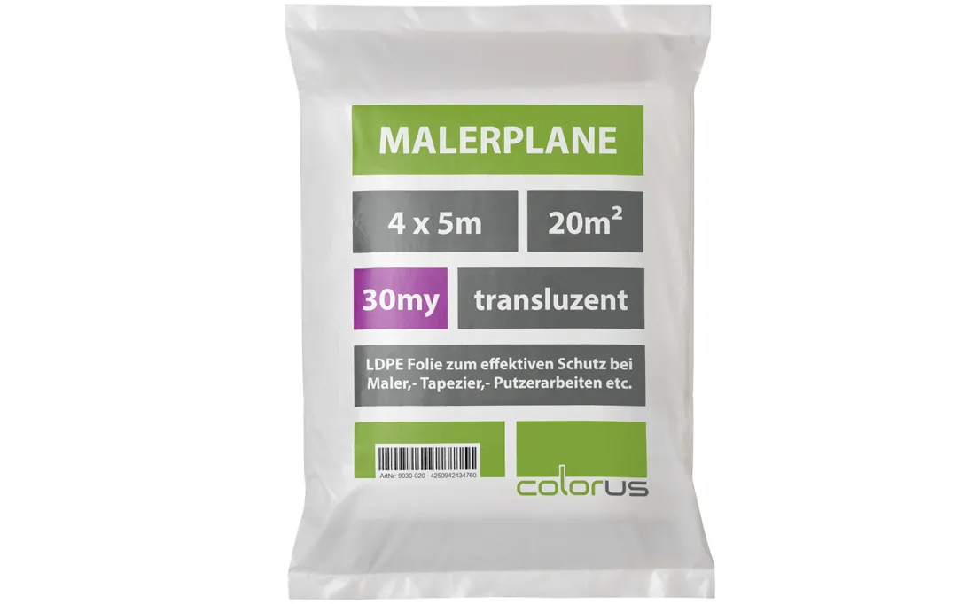 Premium Malerplane gefaltet 30µ LDPE transluzent 4 x 12,5m