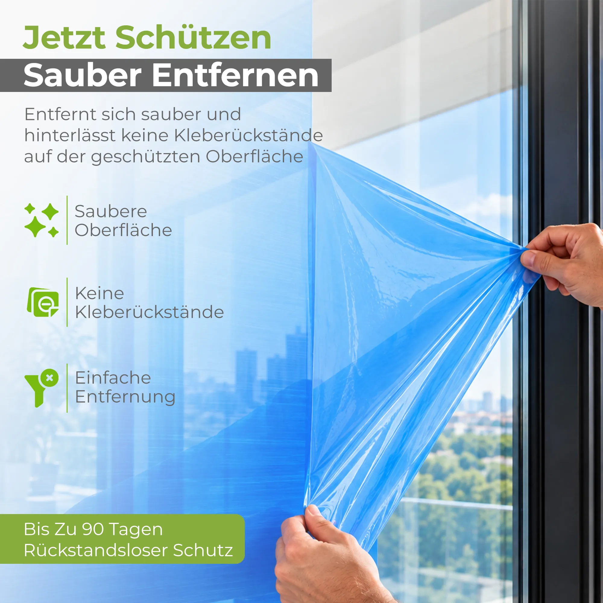 Premium Glasschutzfolie blau Fensterschutzfolie 1 x 100m