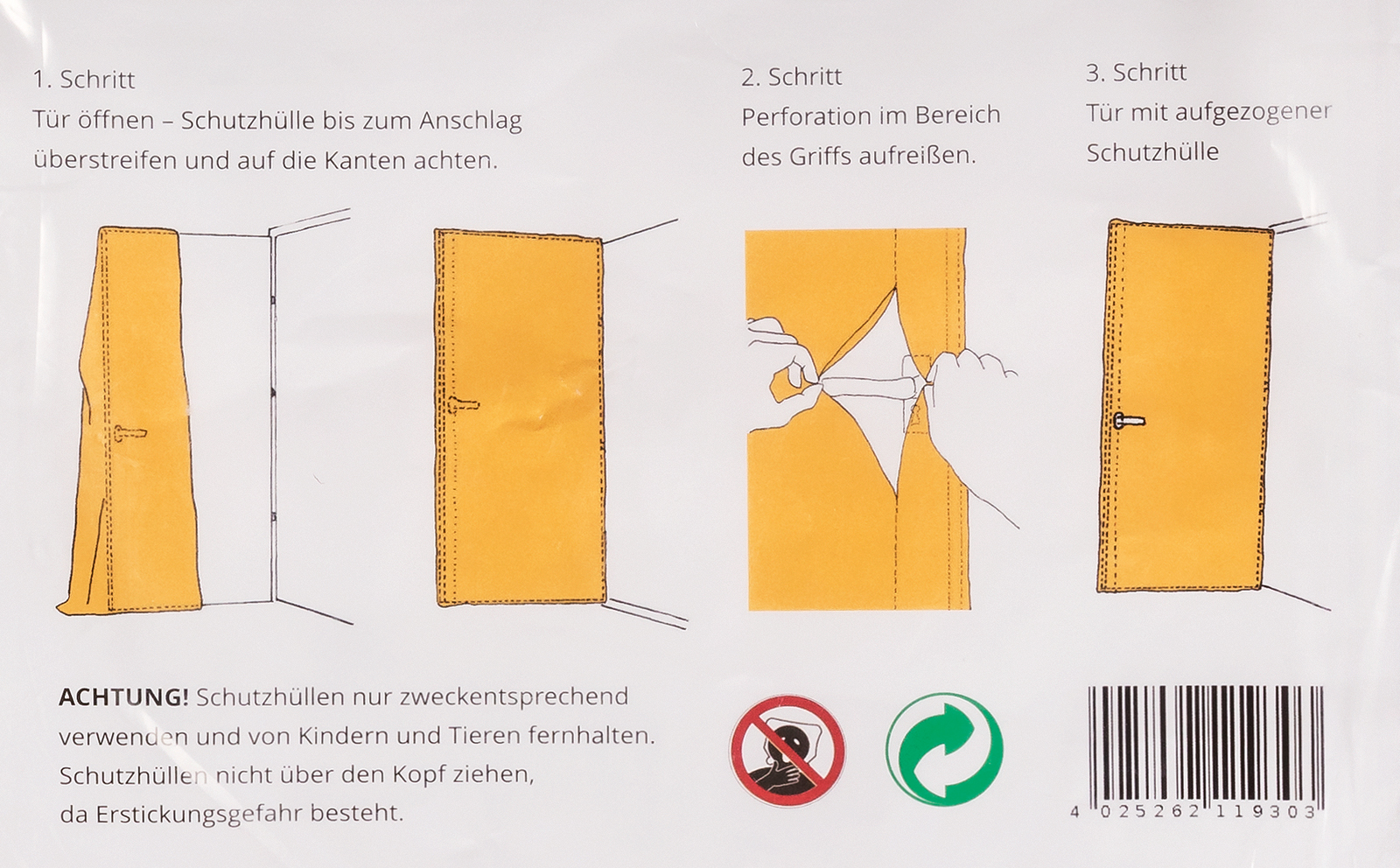 SIMPROFLEX Türschutzhülle 125 x 240cm 10 Stück im Beutel