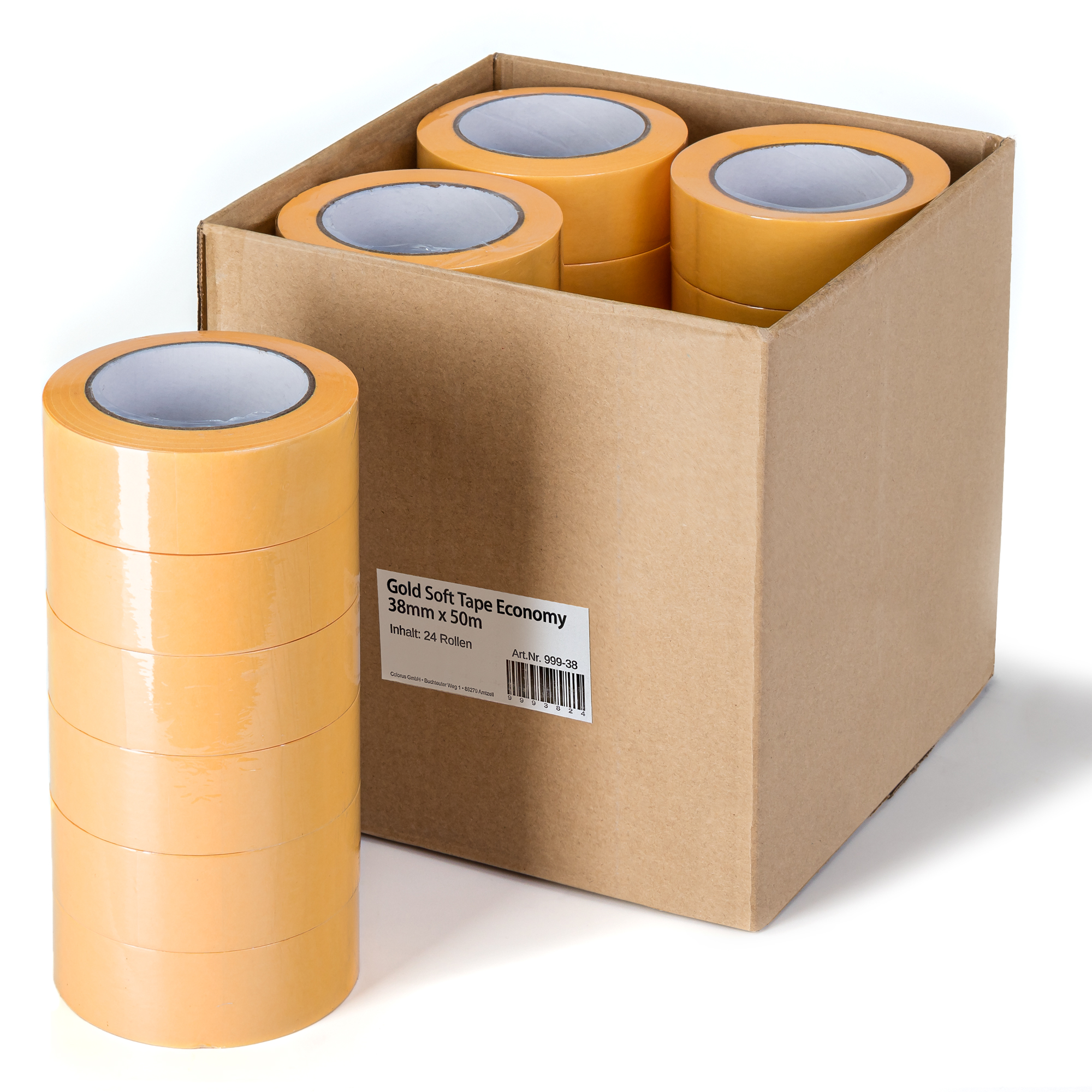 Karton 24 Rollen Goldband 38mm x 50m – Profi Malerkrepp für Innen & Außen