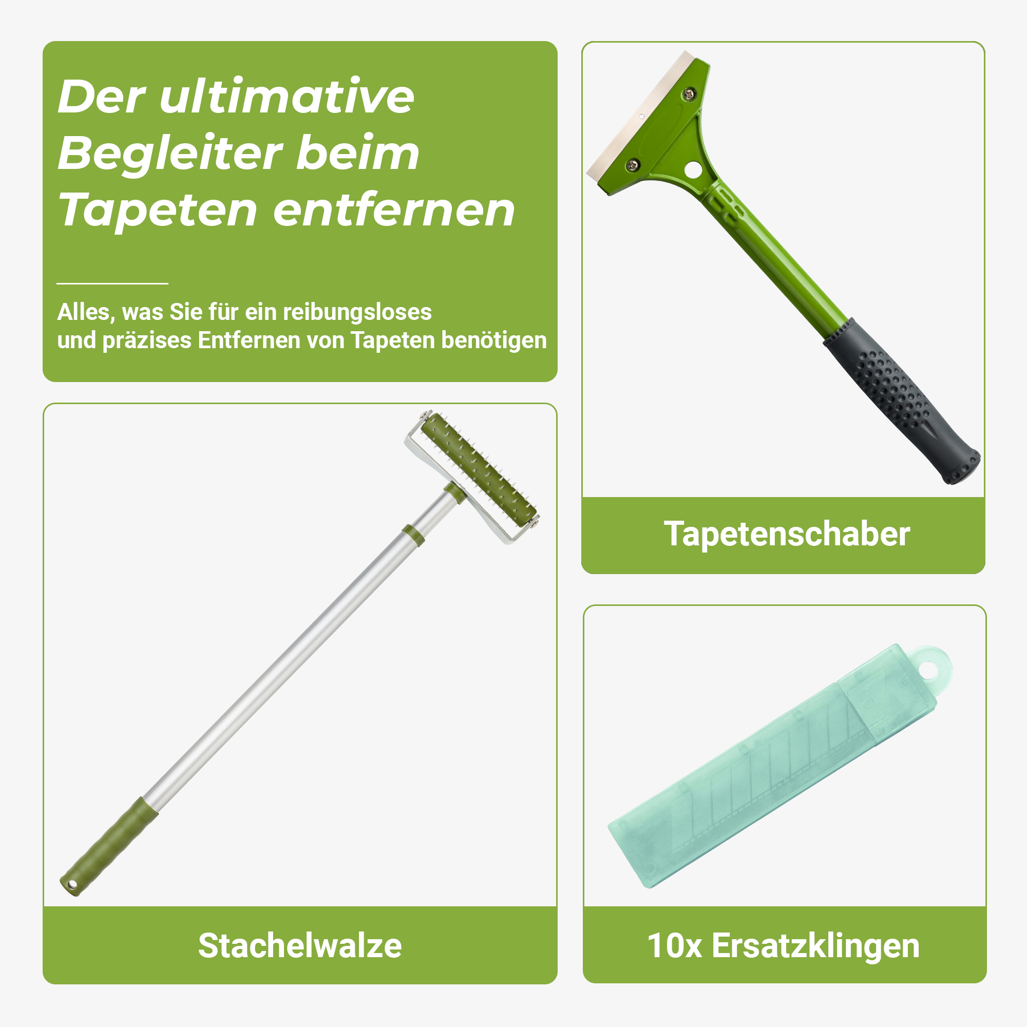Colorus Tapetenentferner Set 3 tlg | Inklusive 10 x Ersatzklingen