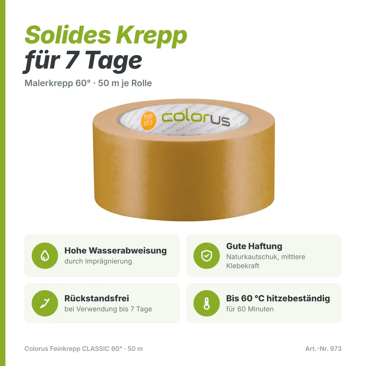 Profi Malerkrepp beige 60° Malerband 50m 24mm