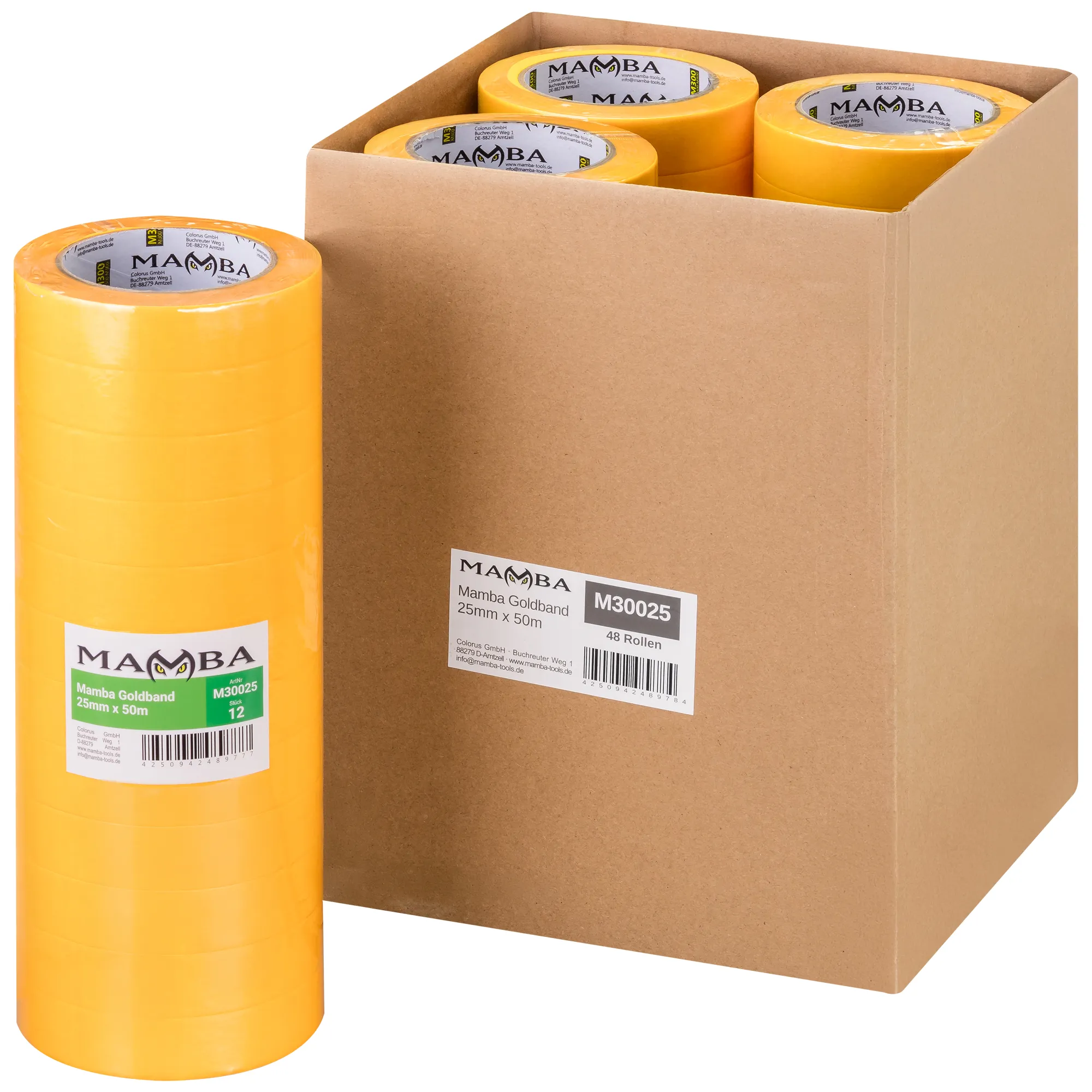 Goldband 48 Rollen Kartonangebot 25mm x 50m – Profi Malerkrepp für Innen & Außen