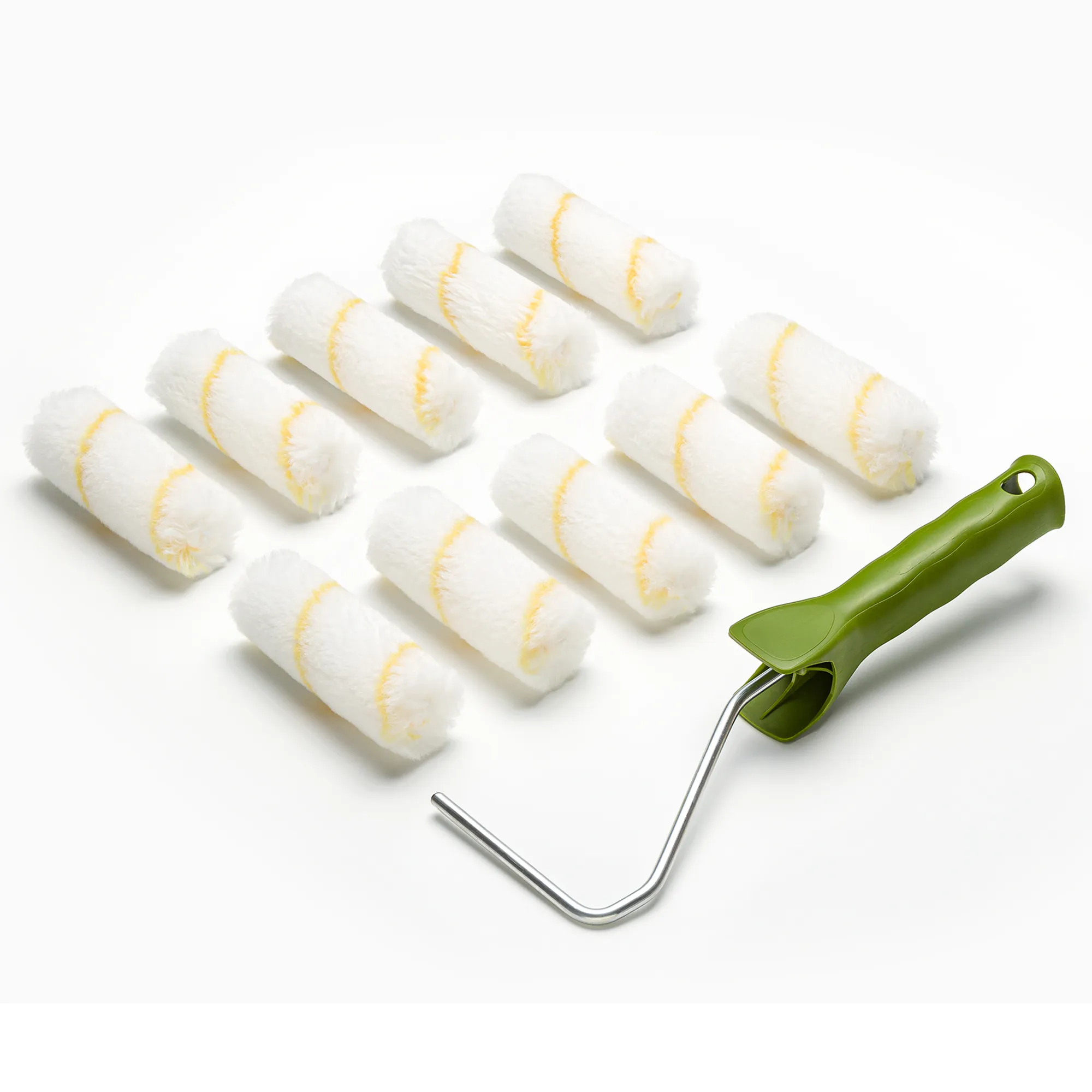 10 x Heizkörperwalze Gelbfaden 10cm mit 12mm Flor + Bügel 39cm