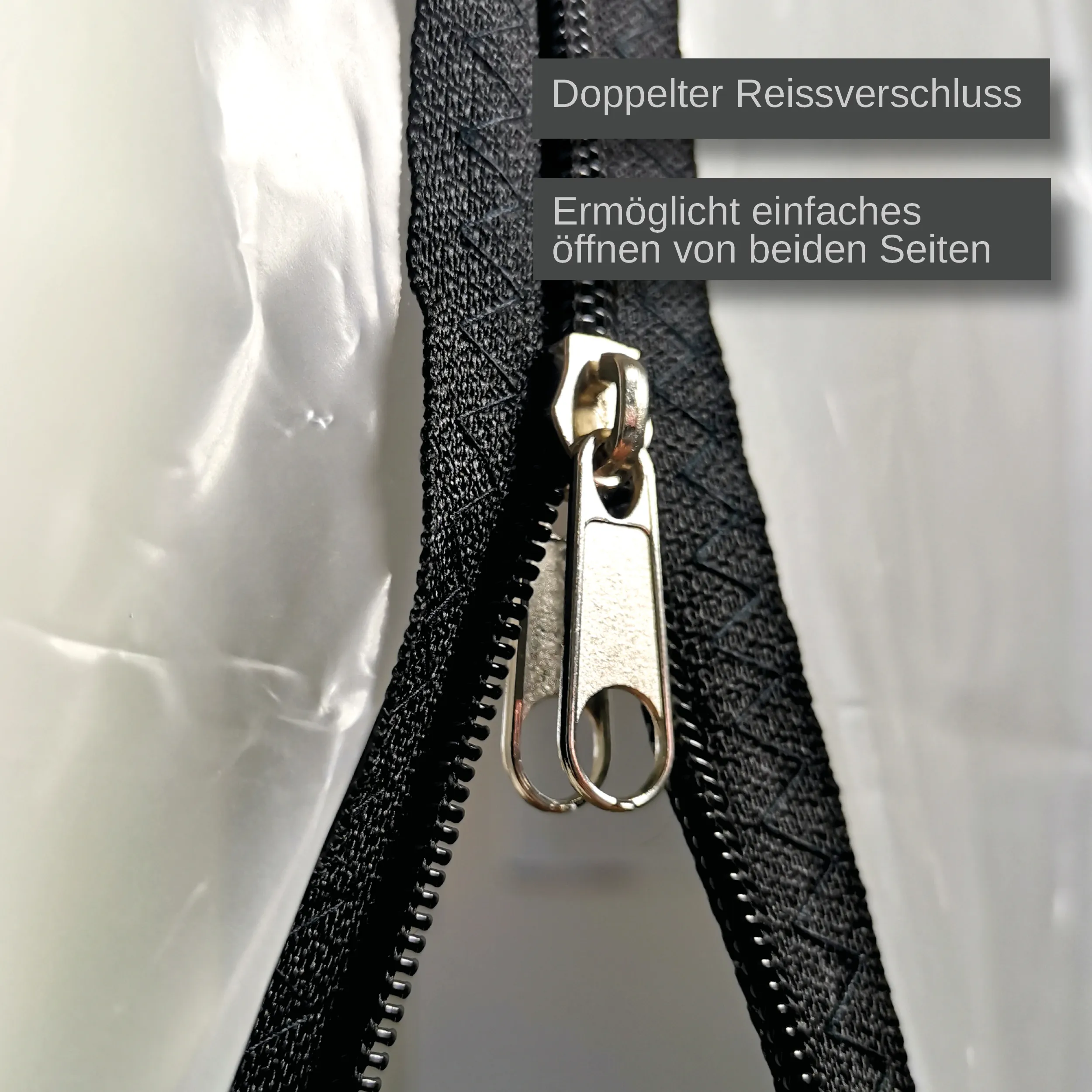 Porte anti-poussière en film LDPE 100µ avec fermeture éclair en L