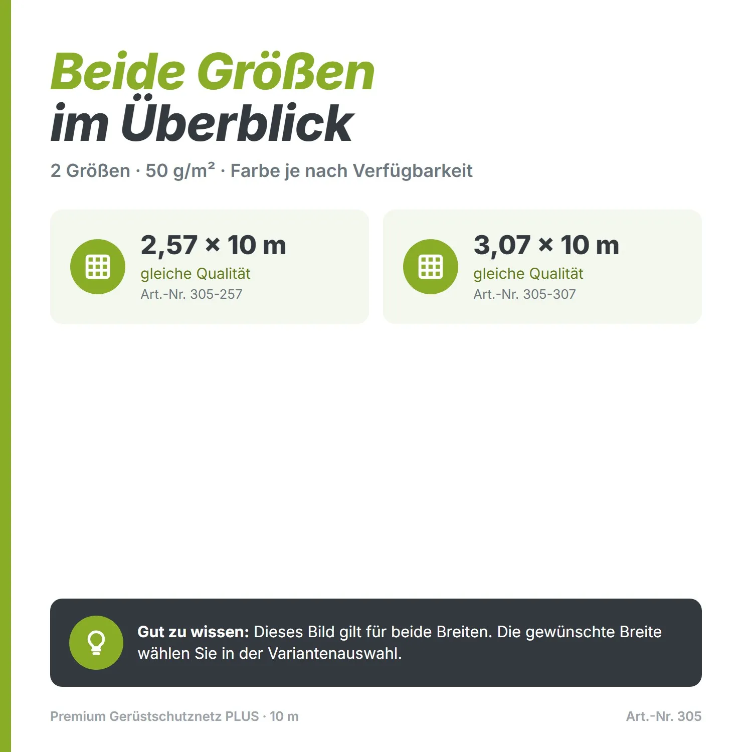 Premium Gerüstschutznetz PLUS grün 3,07 x 10m