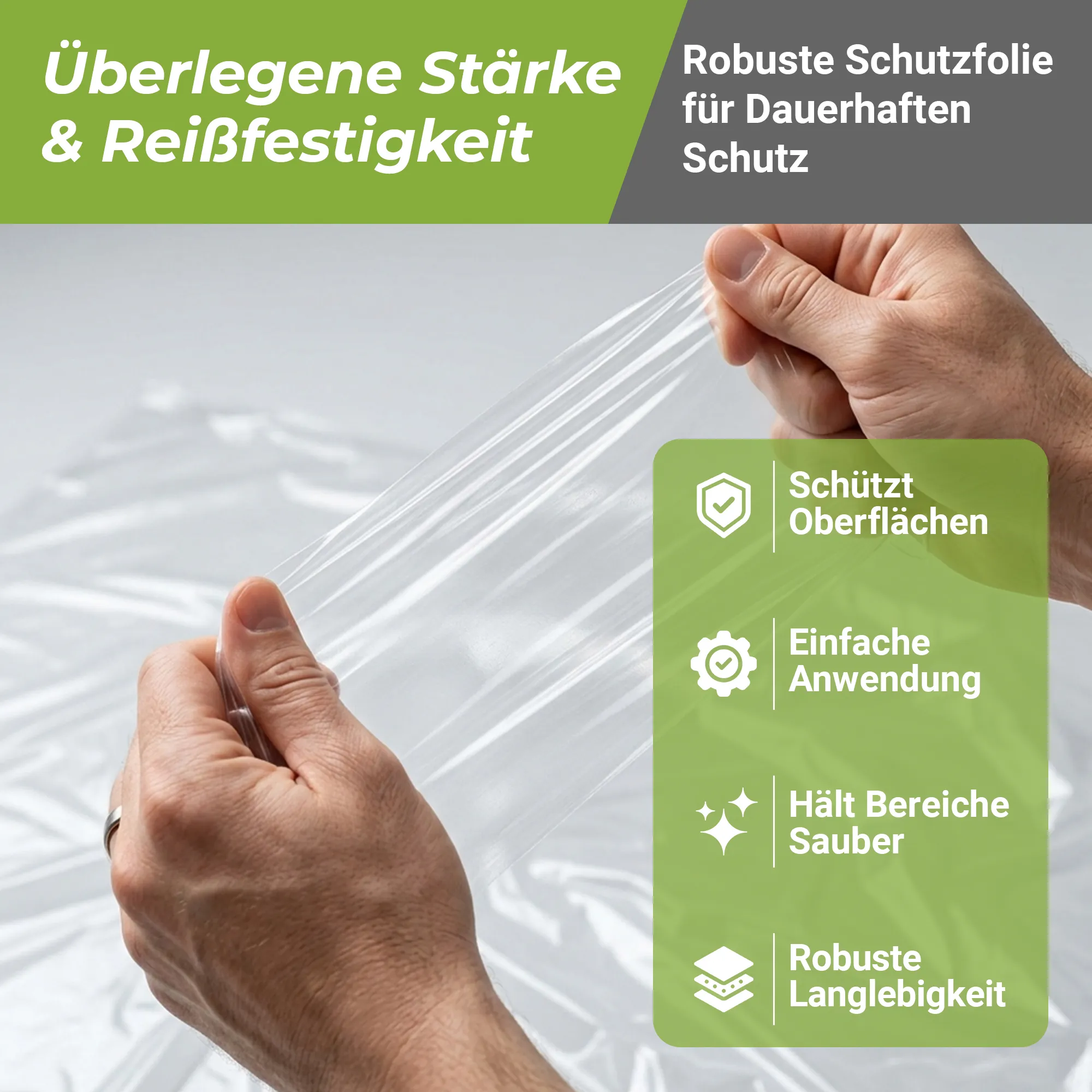 Mamba Abdeckfolien Set 9 Stück - 4 x 5 m mit 5my Stärke - Malerfolie für kurzfristige Abdeckarbeiten 