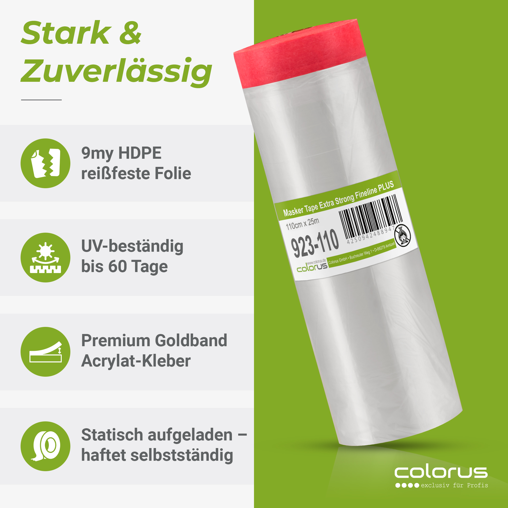 Colorus Premium Folien Masker Tape Extra Strong UV 120 110cm x 25m