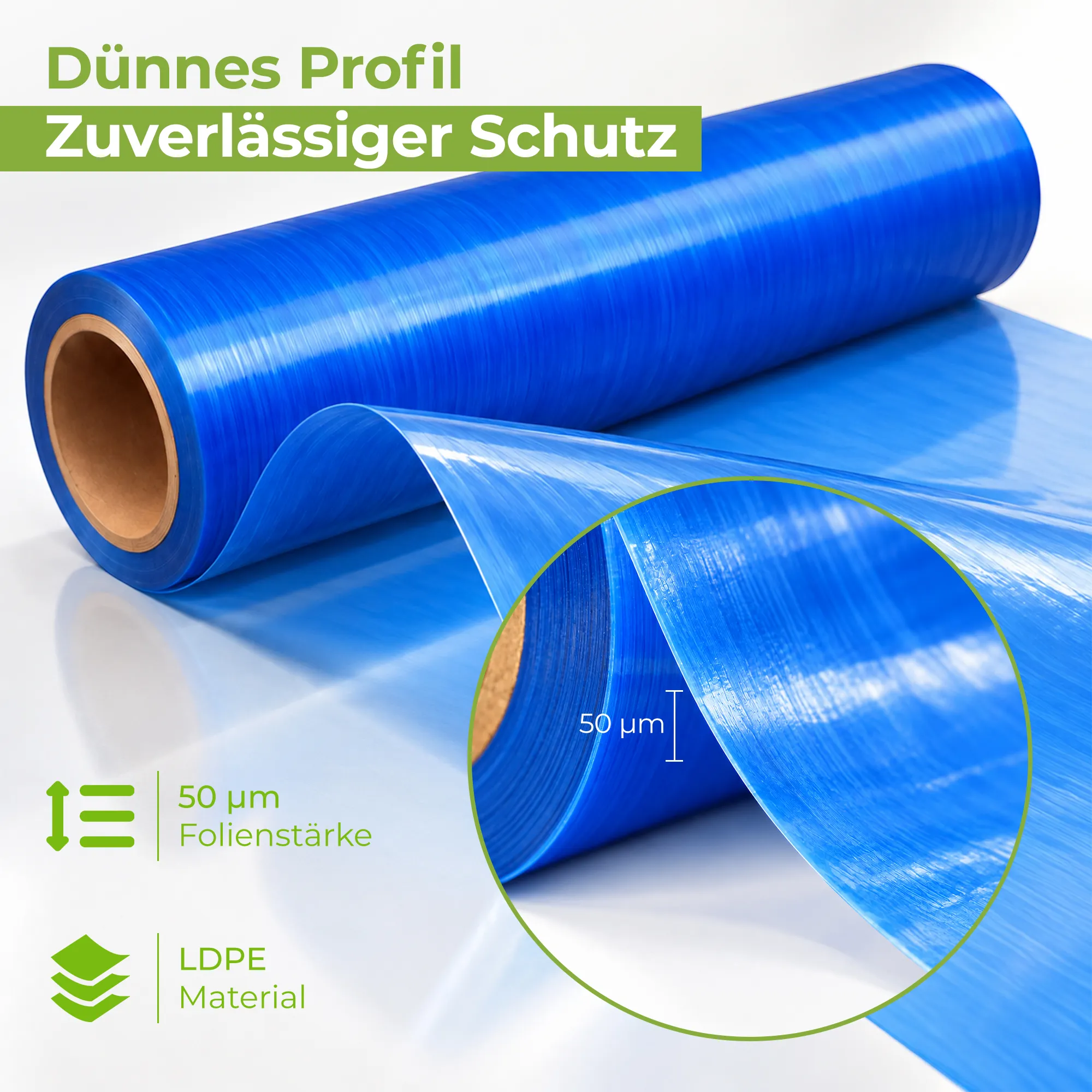 Premium Glasschutzfolie blau Fensterschutzfolie 1 x 100m