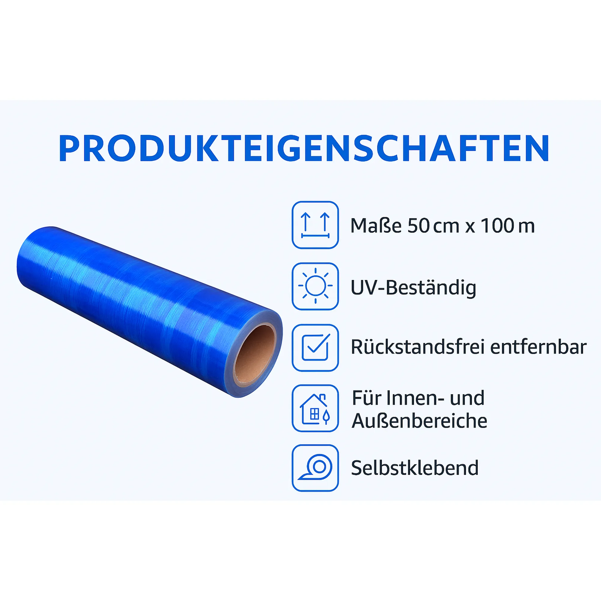 Premium Glasschutzfolie blau Fensterschutzfolie 0,50 x 100m