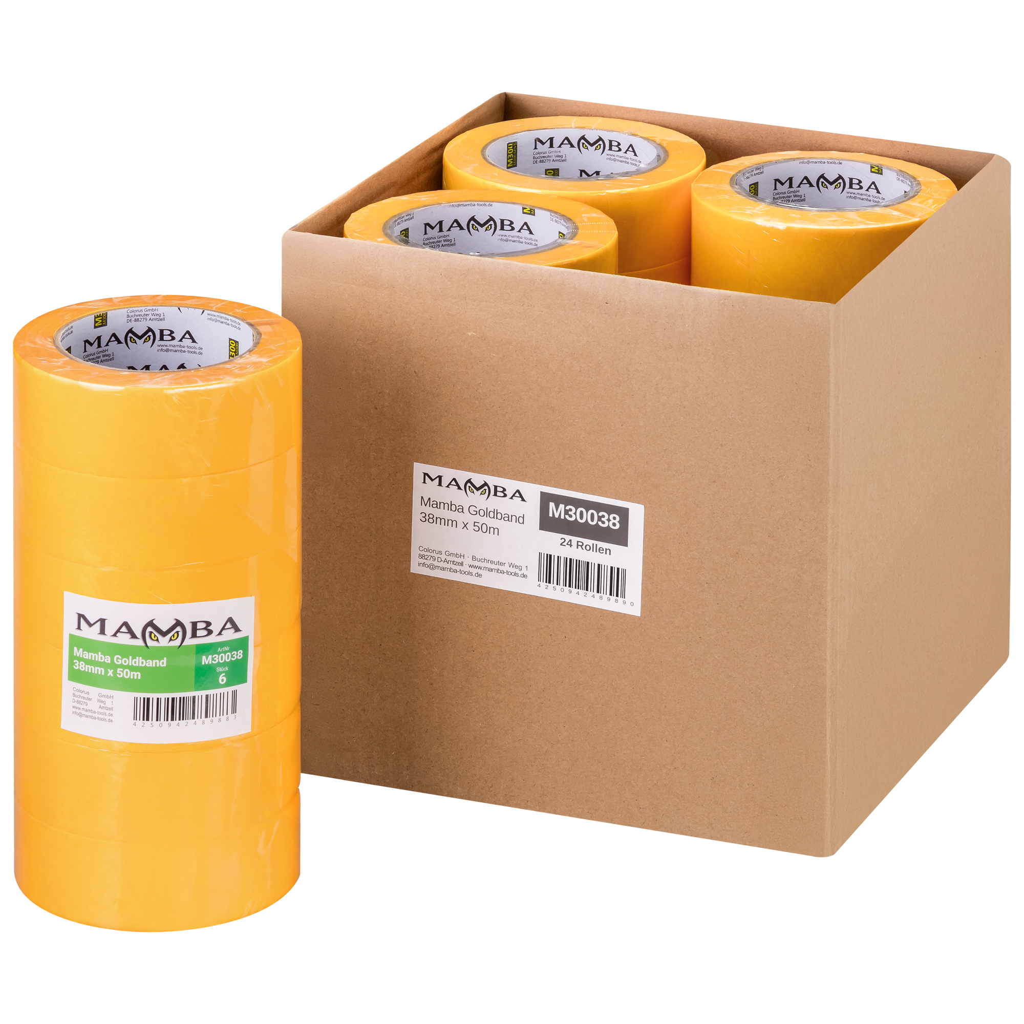 Goldband 24 Rollen Kartonangebot 38mm x 50m – Profi Malerkrepp für Innen & Außen