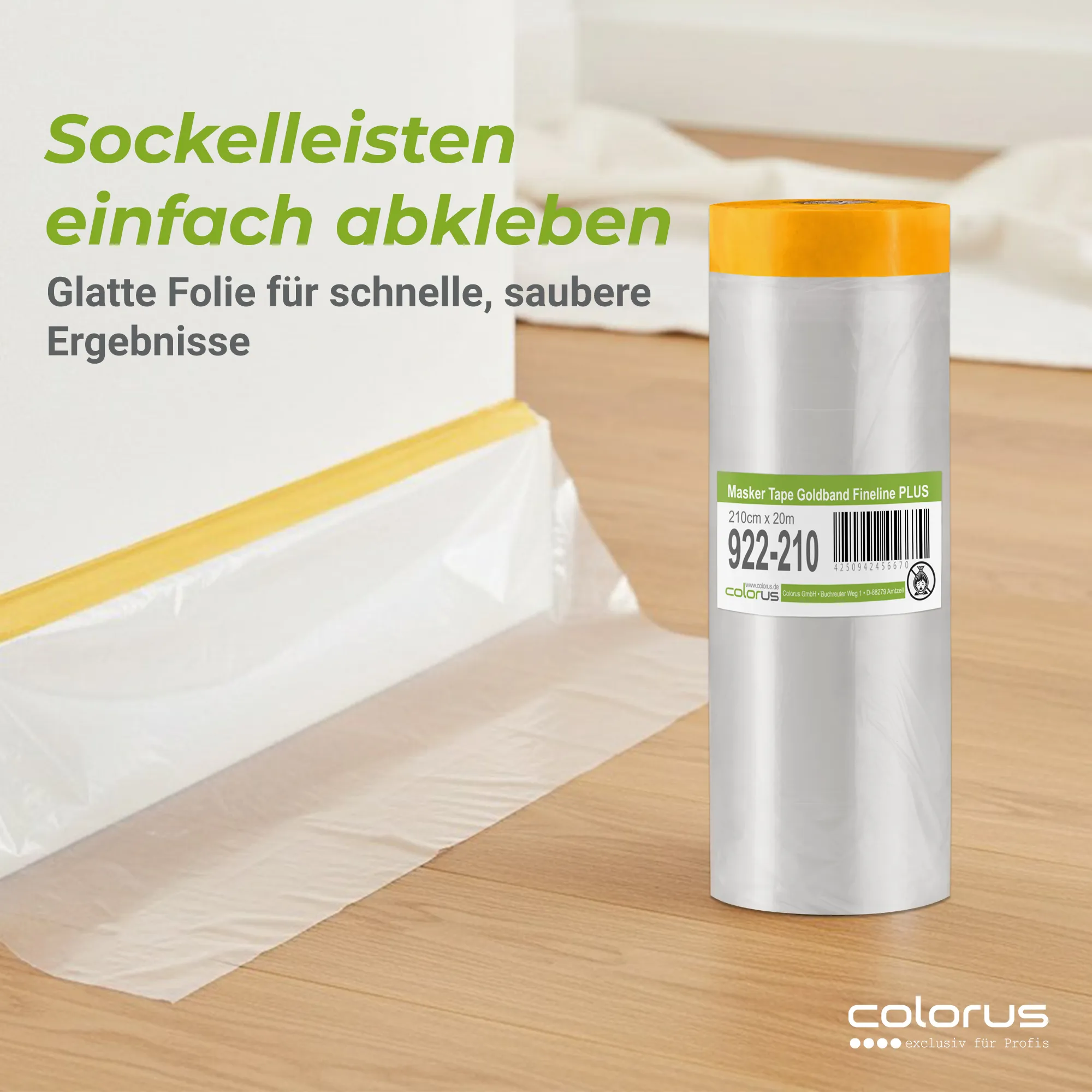 Colorus Premium Folien Masker Tape Goldband UV 60 210cm x 20m