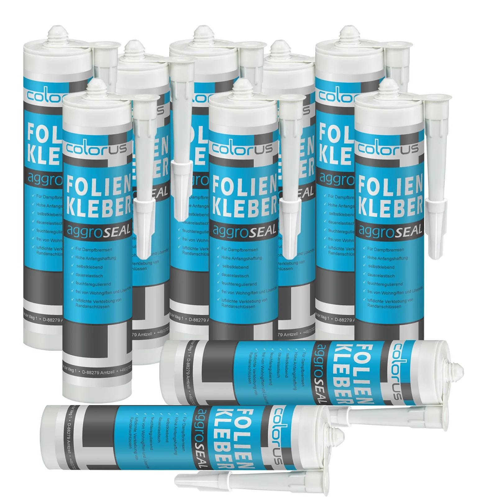 10 x Colorus Profi Folienkleber 310 ml | AggroSeal Dichtkleber Dichtmasse bauelastisch für Dampfbremsfolie Dampfsperrfolie Dampfsperre Dampfbremse | Folien-Anschlusskleber mit extrem hoher Haftung