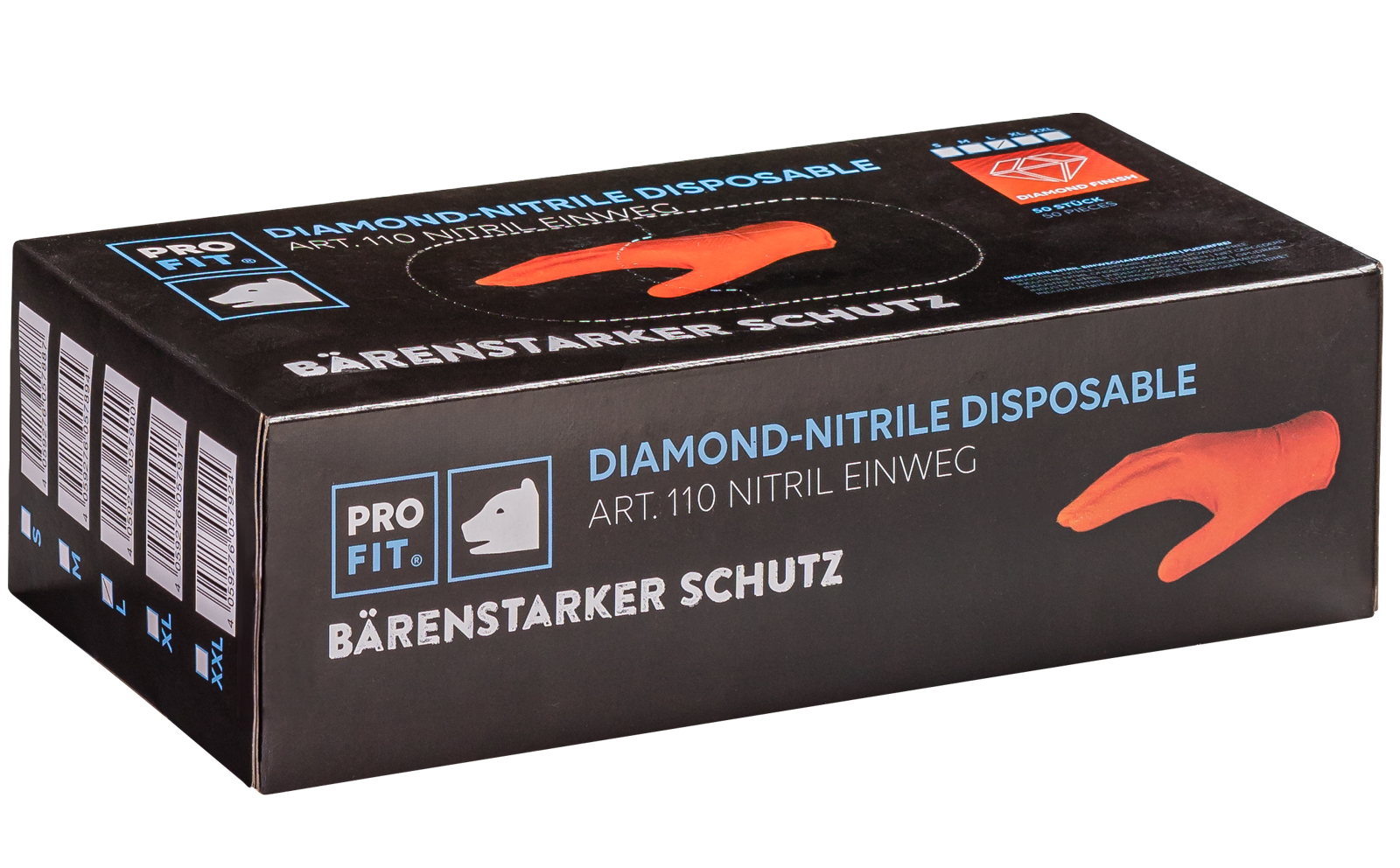 PRO FIT Diamant Nitril Einweghandschuhe genoppt ungepudert, 50 Stück pro Box XL