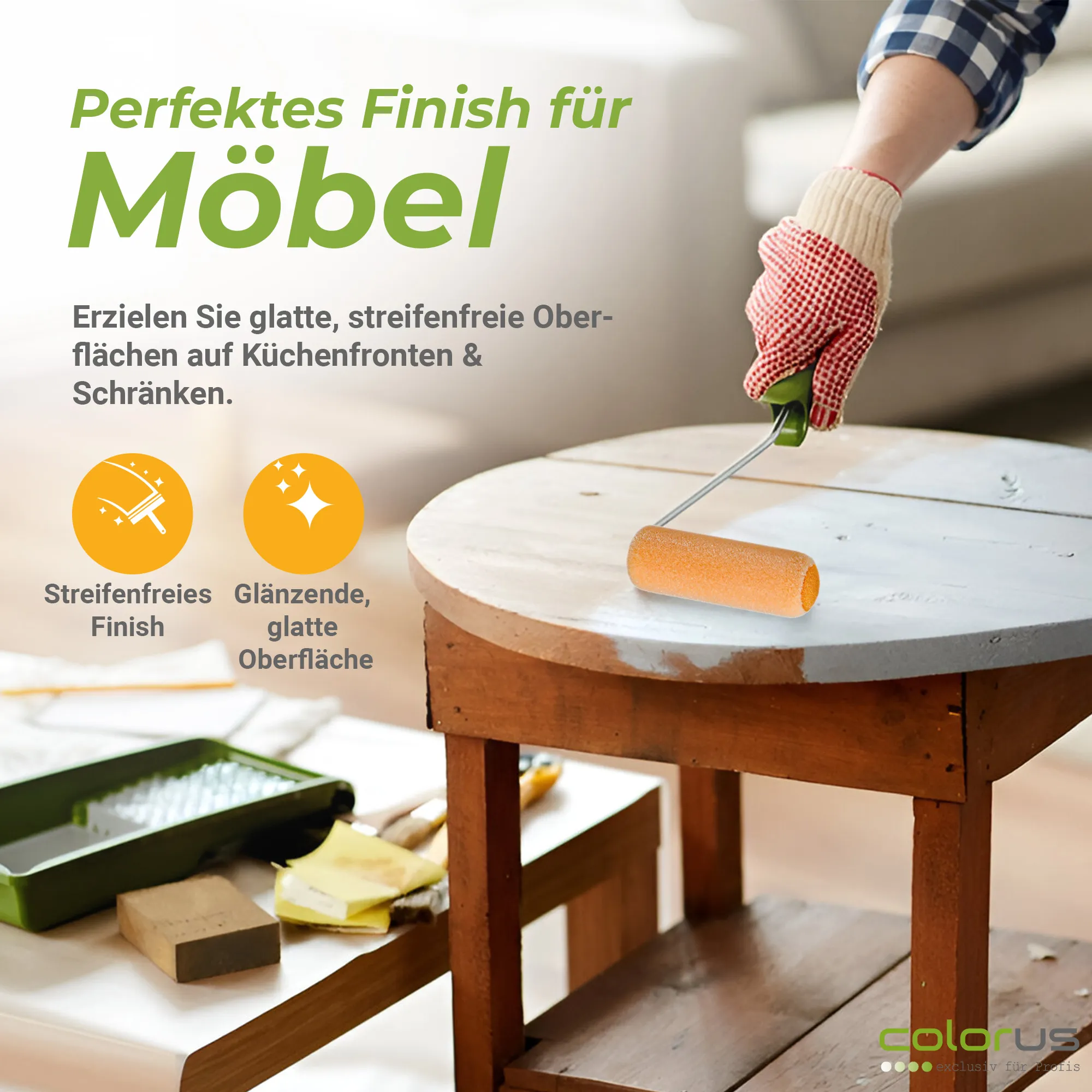 10× Profi Flock Lackierwalzen Set 11 cm rund | inkl. 2K Bügel & Farbwanne