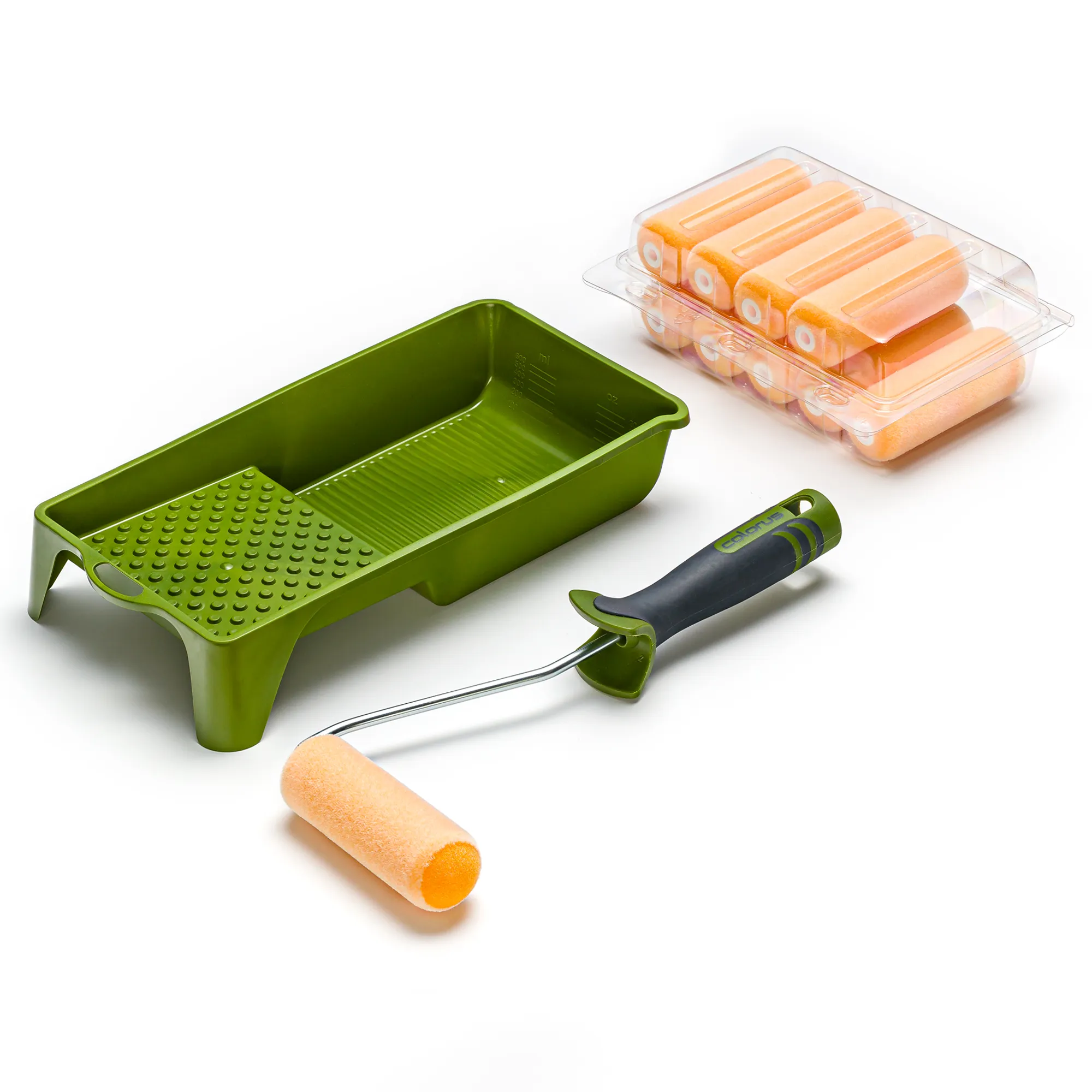 10× Profi Flock Lackierwalzen Set 11 cm rund | inkl. 2K Bügel & Farbwanne