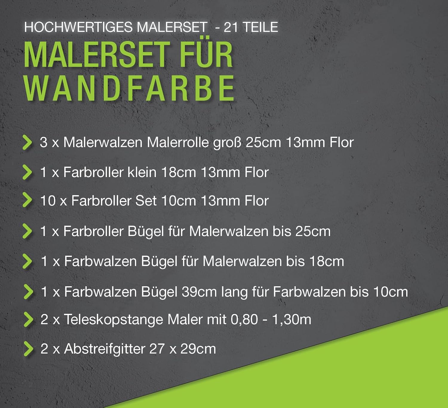 Profi Maler Set für lösemittelhaltige Lacke u. Wandfarben - 21 Teile