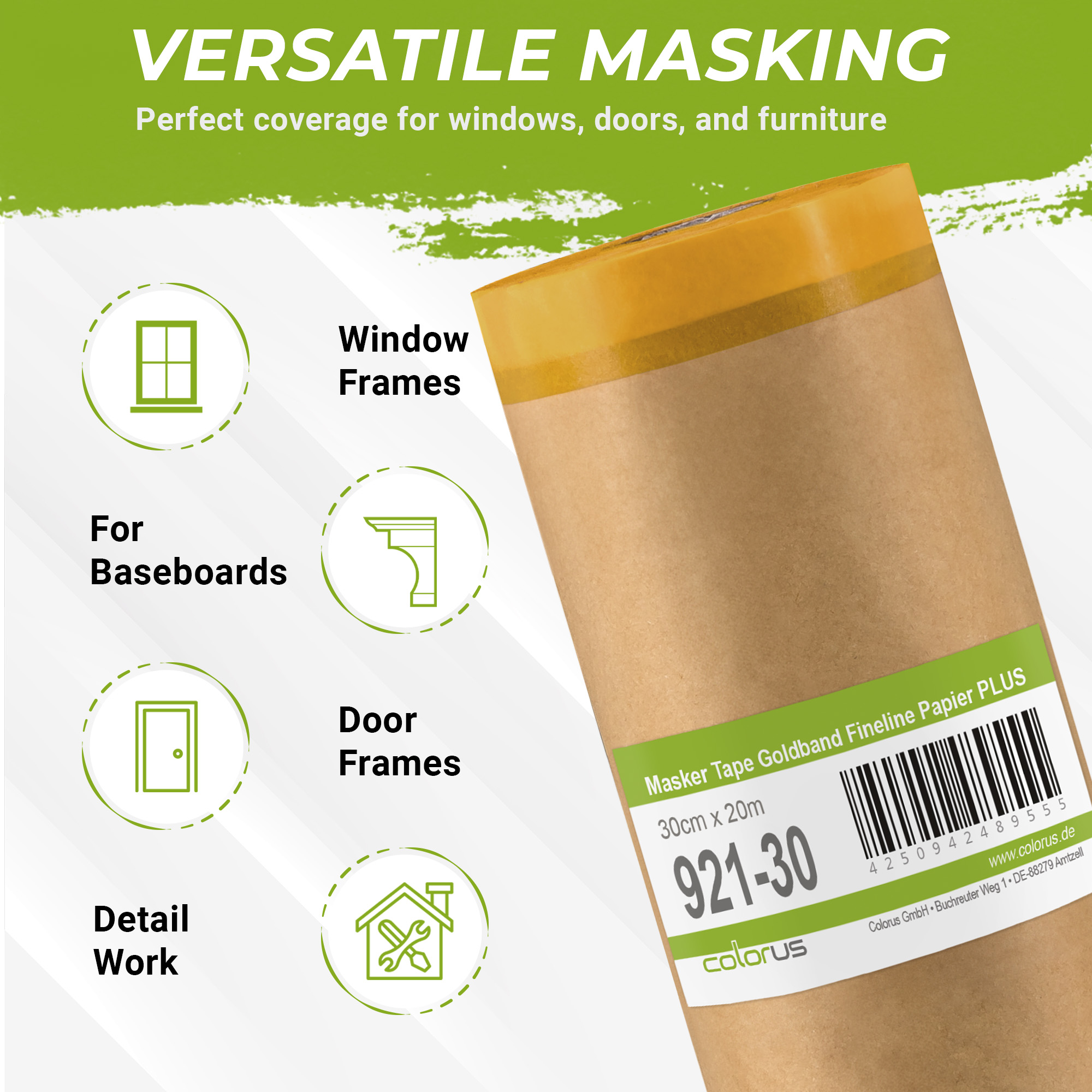 Colorus Premium Papier Masker Tape Goldband Fineline UV 30 30cm x 20m