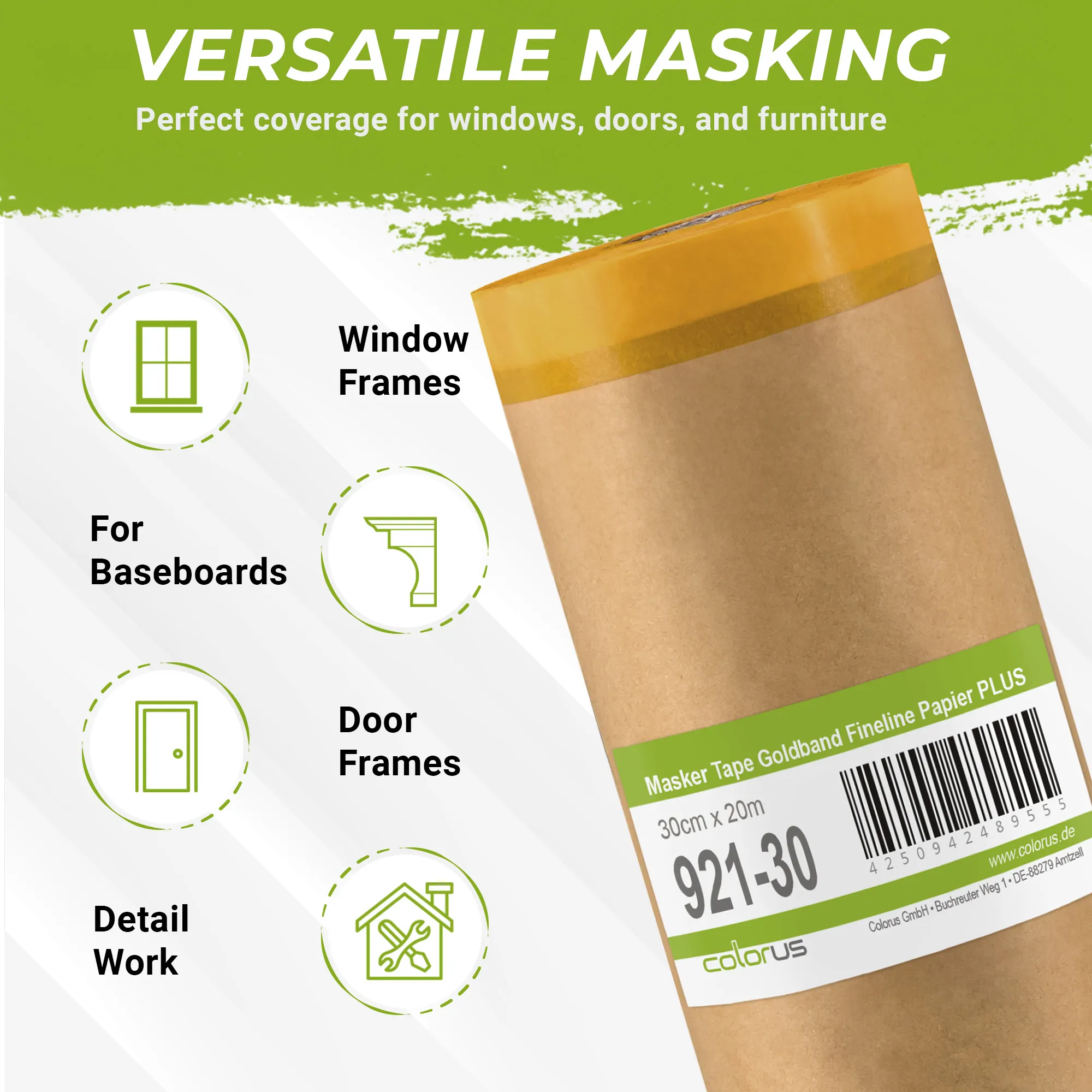 Colorus Premium Papier Masker Tape Goldband Fineline UV 30 30cm x 20m