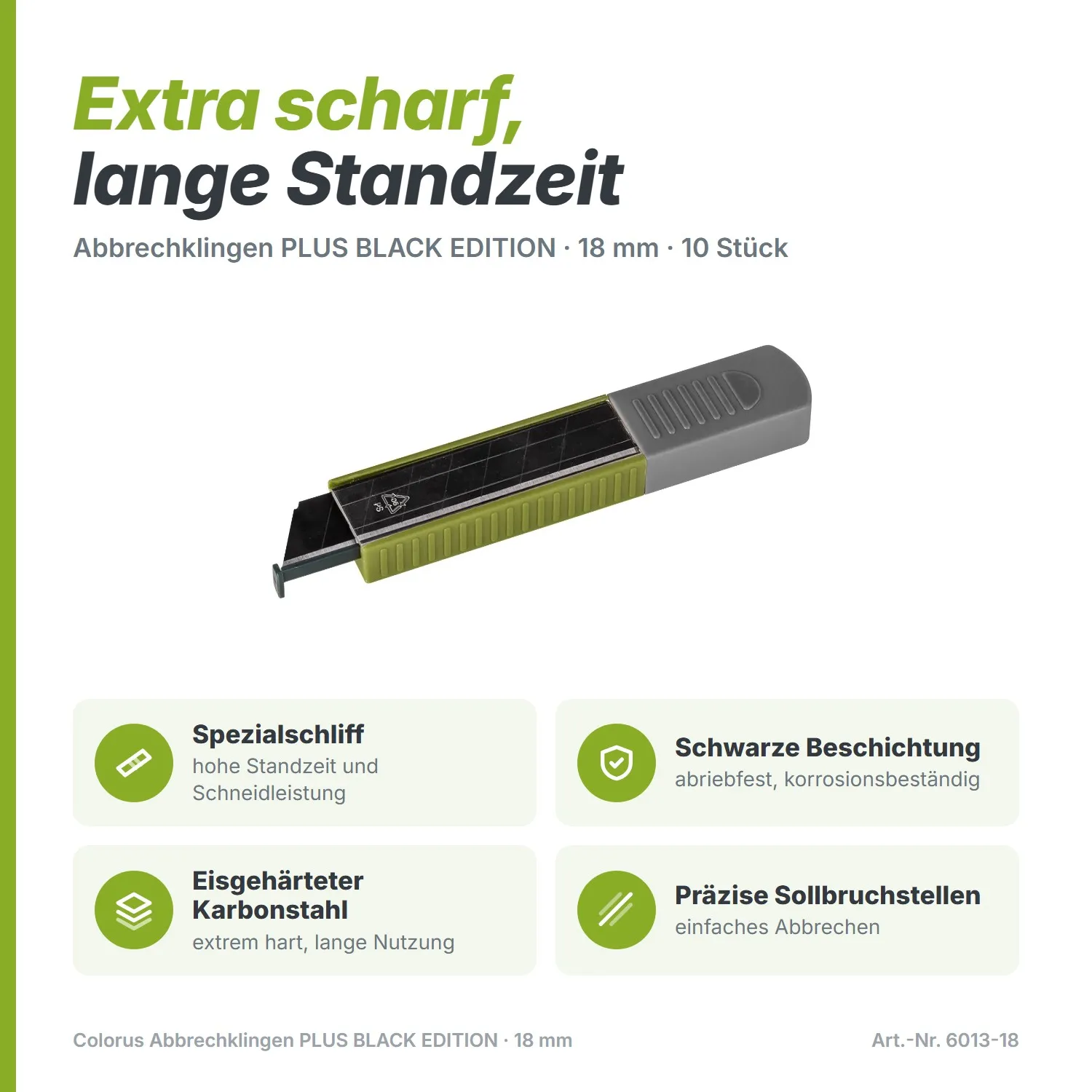 Colorus Abbrechklingen PLUS 10 x 18mm BLACK EDITION