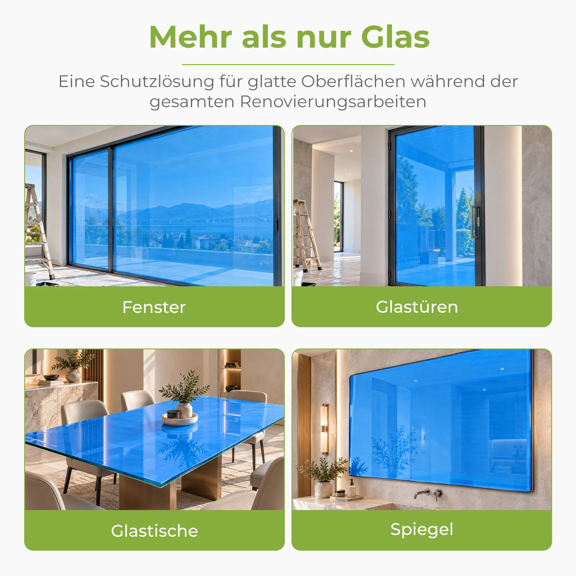 Premium Glasschutzfolie blau Fensterschutzfolie 1 x 100m