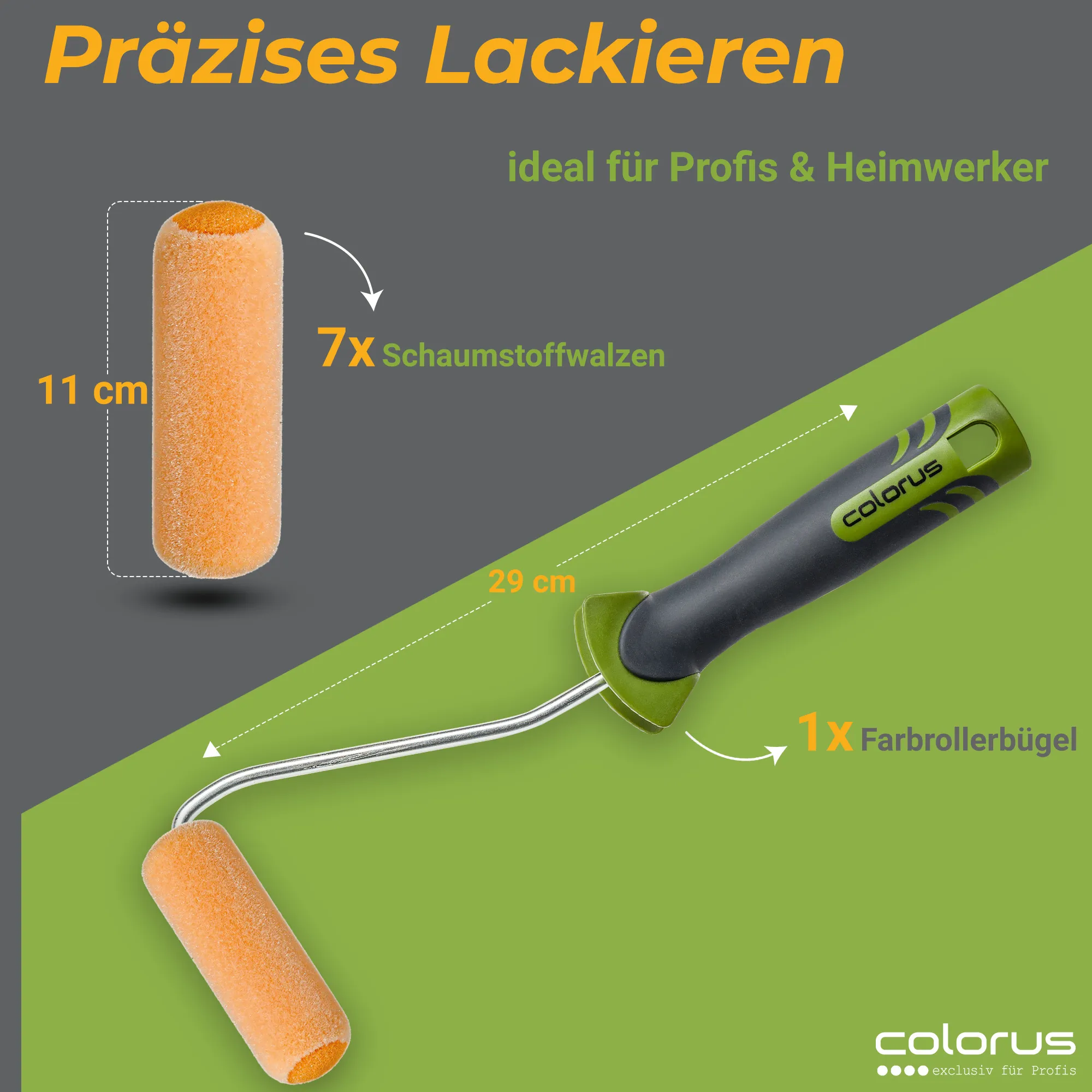 10× Profi Flock Lackierwalzen Set 11 cm rund | inkl. 2K Bügel & Farbwanne