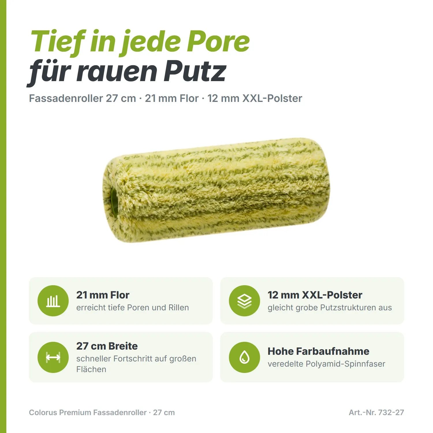 Colorus Top Streif PLUS 12mm XXL Rouleau de façade rembourré 21mm poil 27cm
