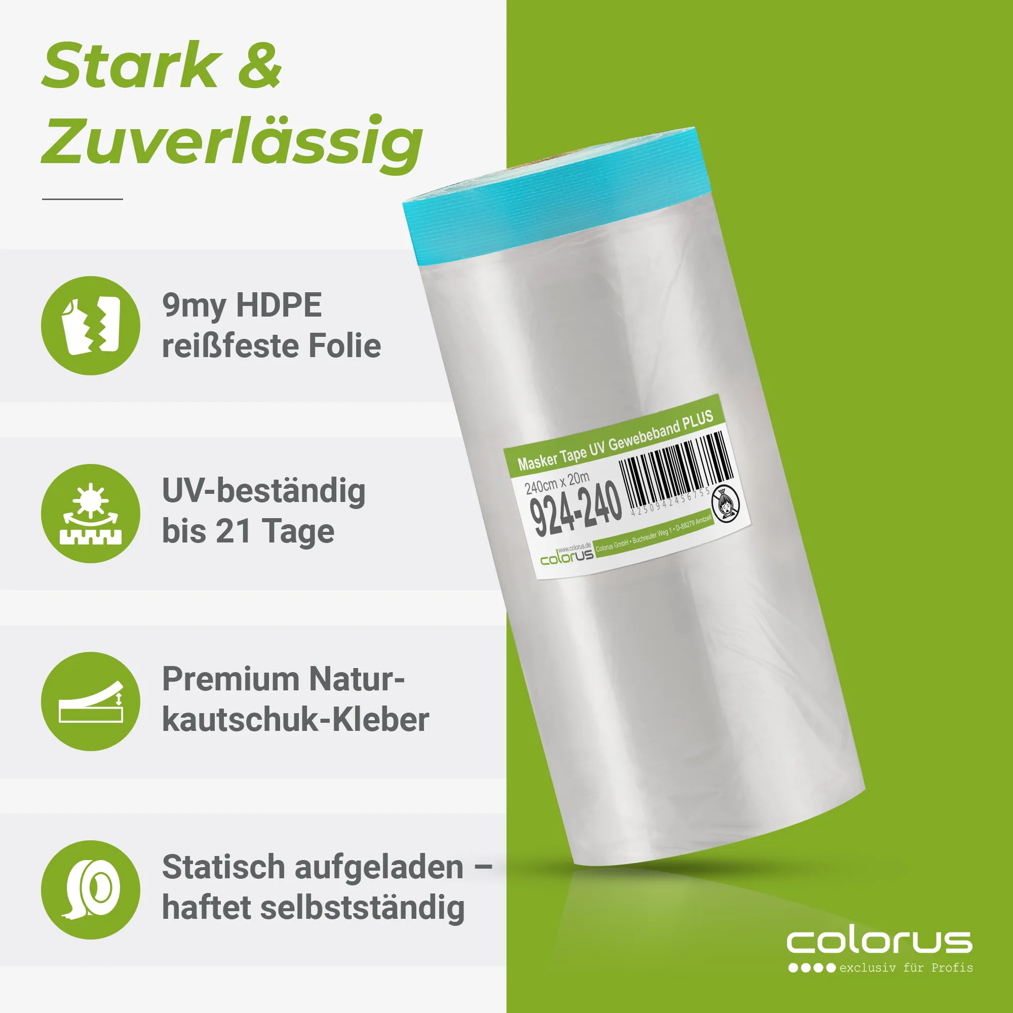 Colorus Premium Folien Masker Tape Gewebe UV 21 240cm x 20m