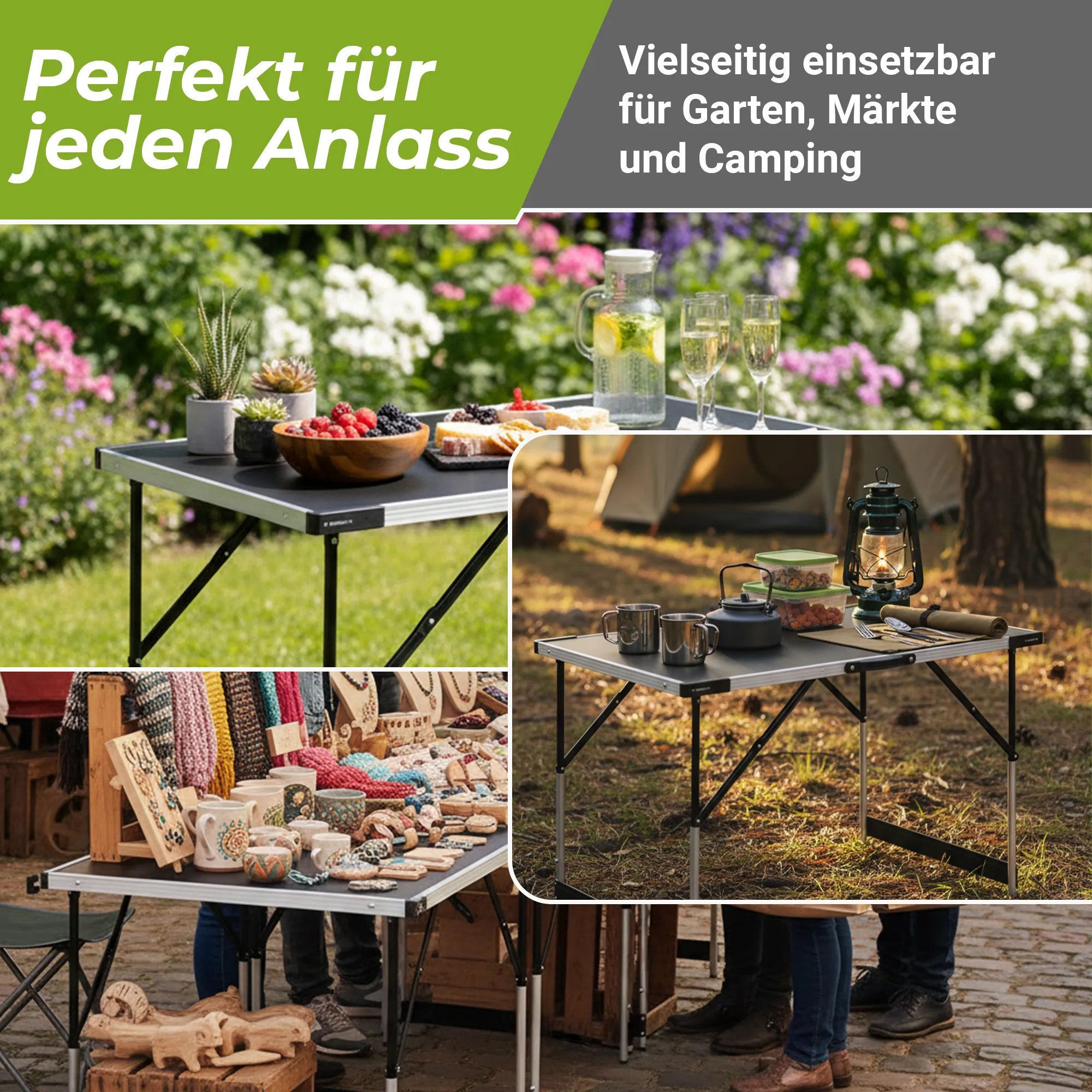 Mamba Tapeziertisch Set 3-teilig | Klappbar & Höhenverstellbar | 90 kg Gesamttragkraft