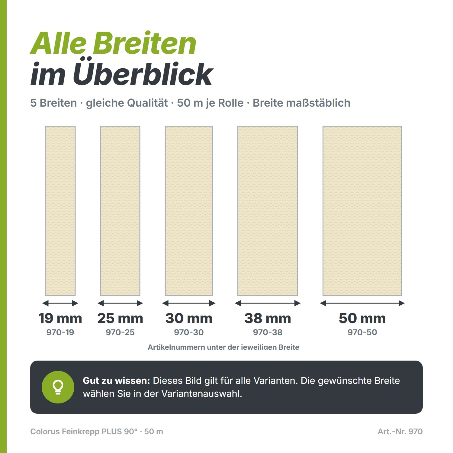 Colorus Premium Malerkrepp 90° Kreppband 50m x 50mm