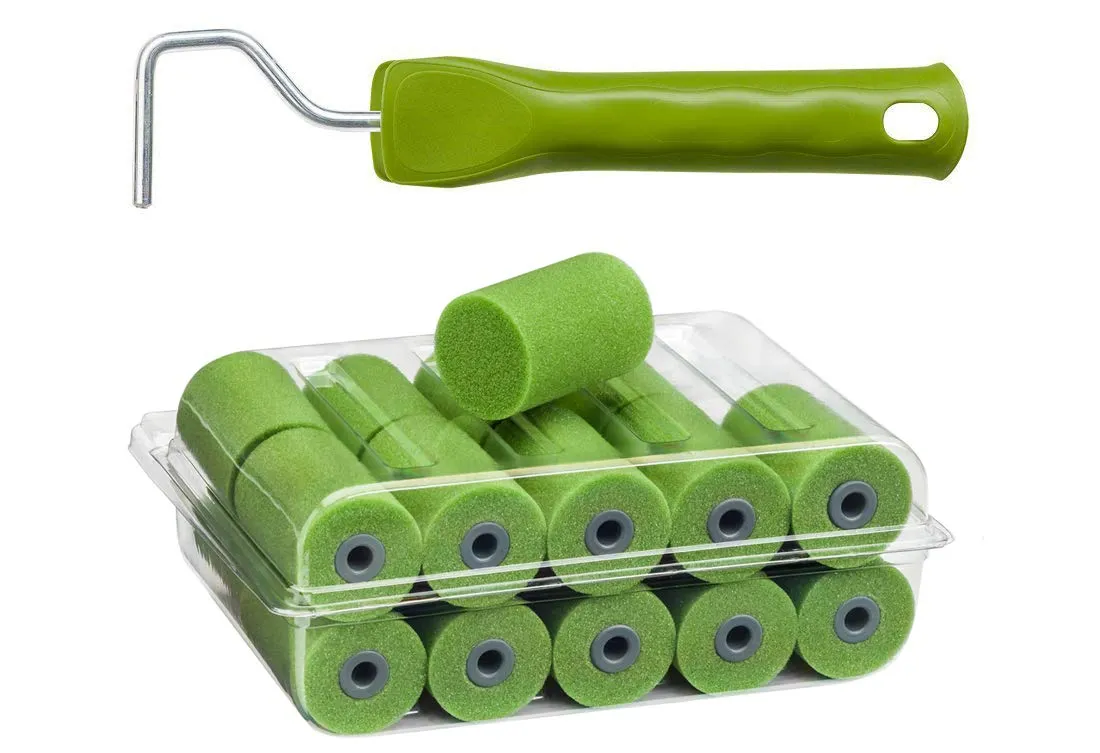 21-teiliges Premium Lack-Schaumwalzen-Set (5 cm) – Superfein, Gerade & inkl. Bügel