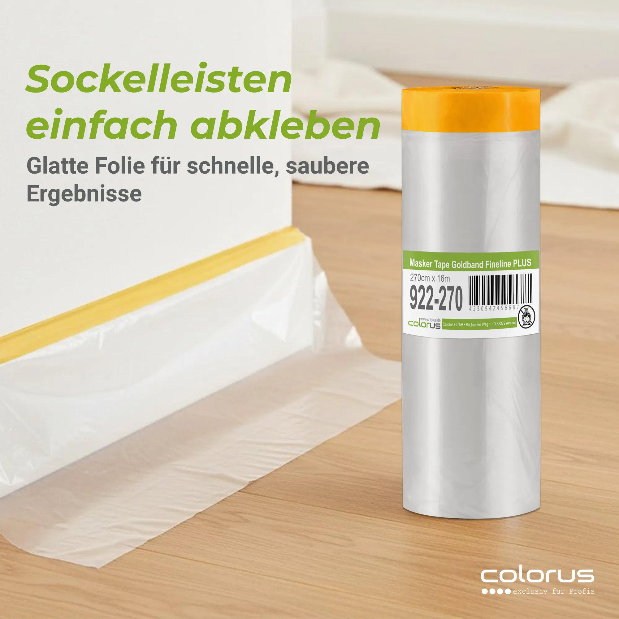 Colorus Premium Folien Masker Tape Goldband UV 60 270cm x 16m