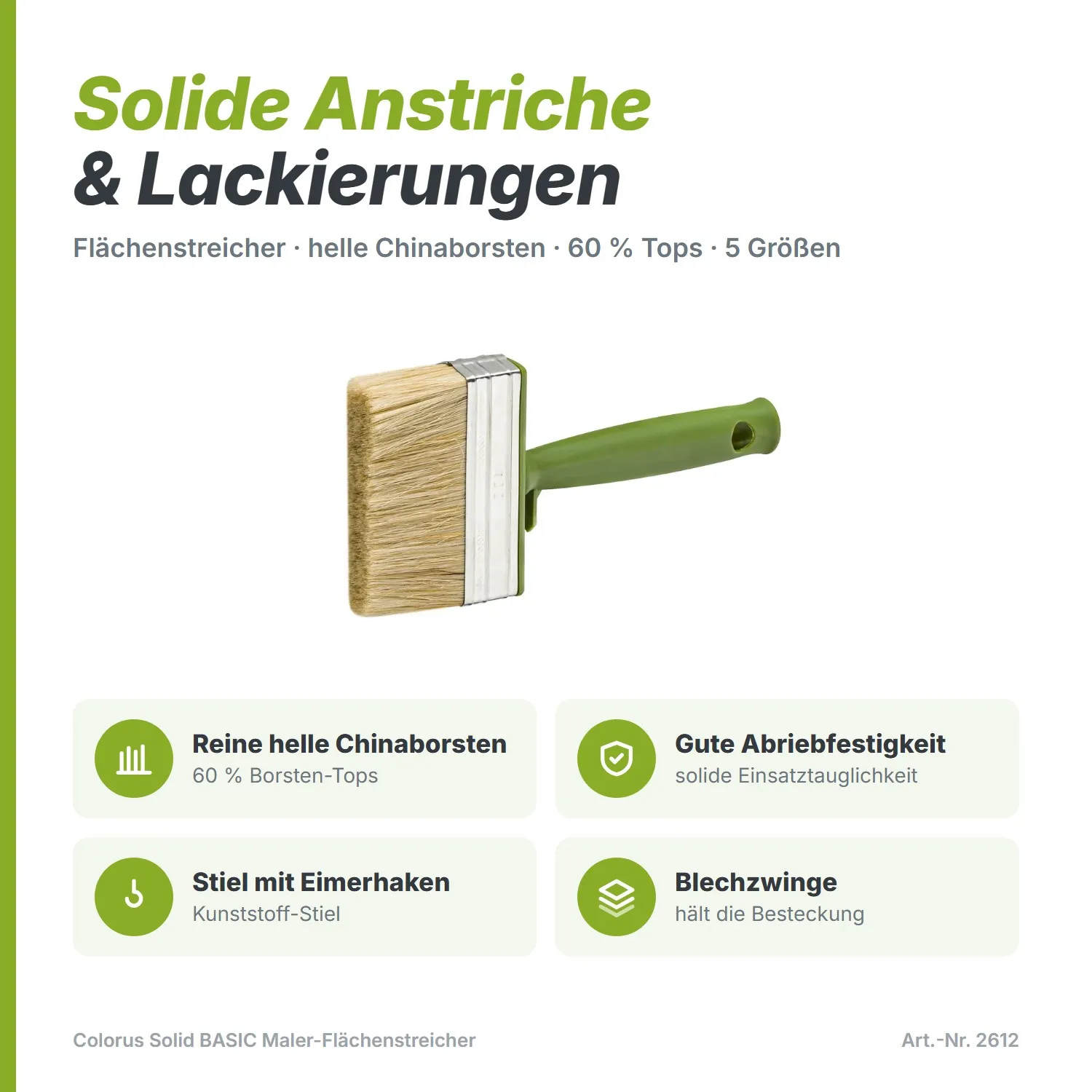 Heimwerker Flächenstreicher SOLID Malerpinsel 60% Tops Chinaborsten 5 x 15cm