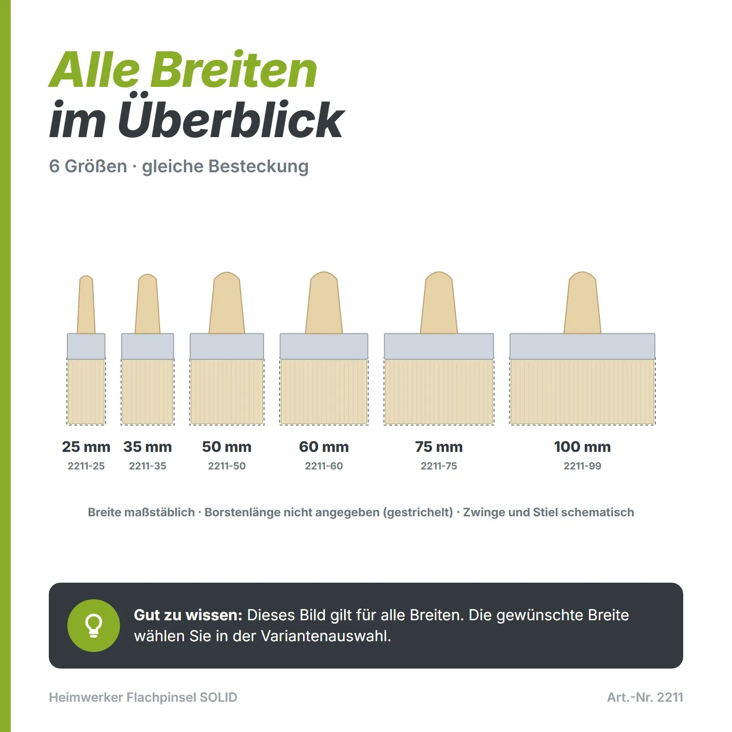 Heimwerker Flachpinsel SOLID Lackpinsel 60% Top Borsten 5.Stärke 100mm