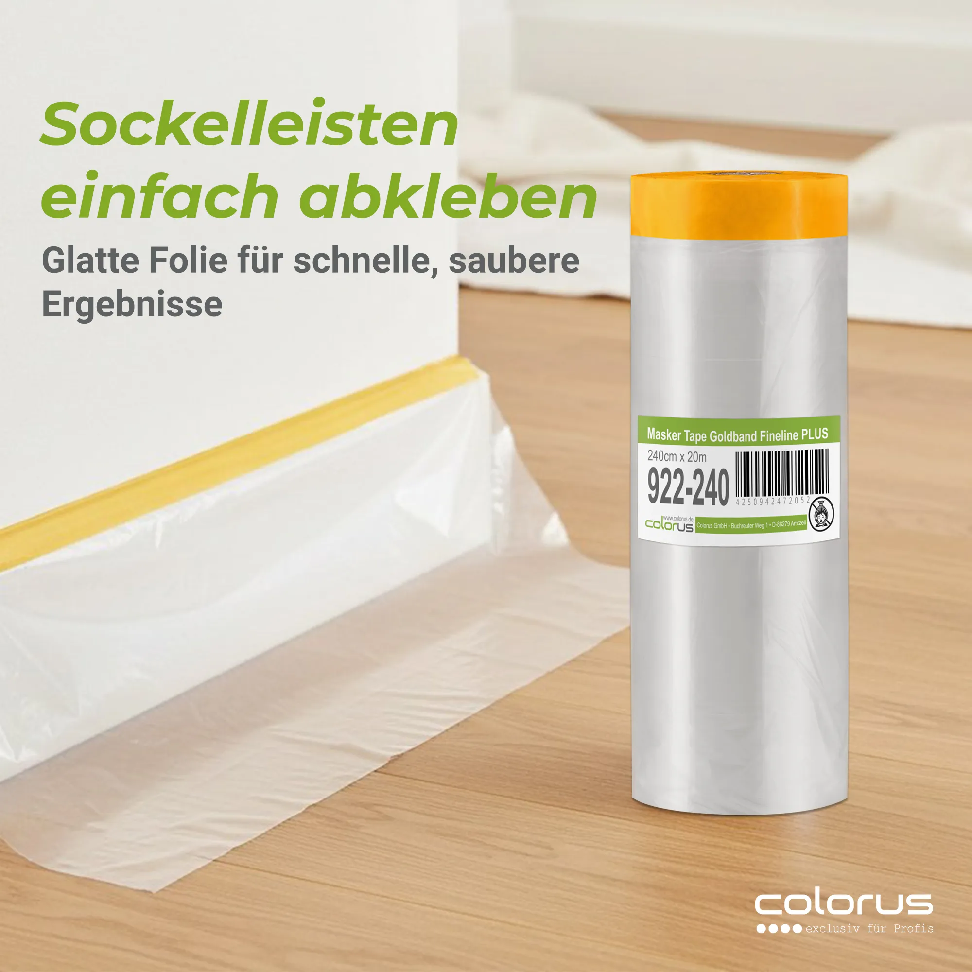 Colorus Premium Folien Masker Tape Goldband UV 60 240cm x 20m