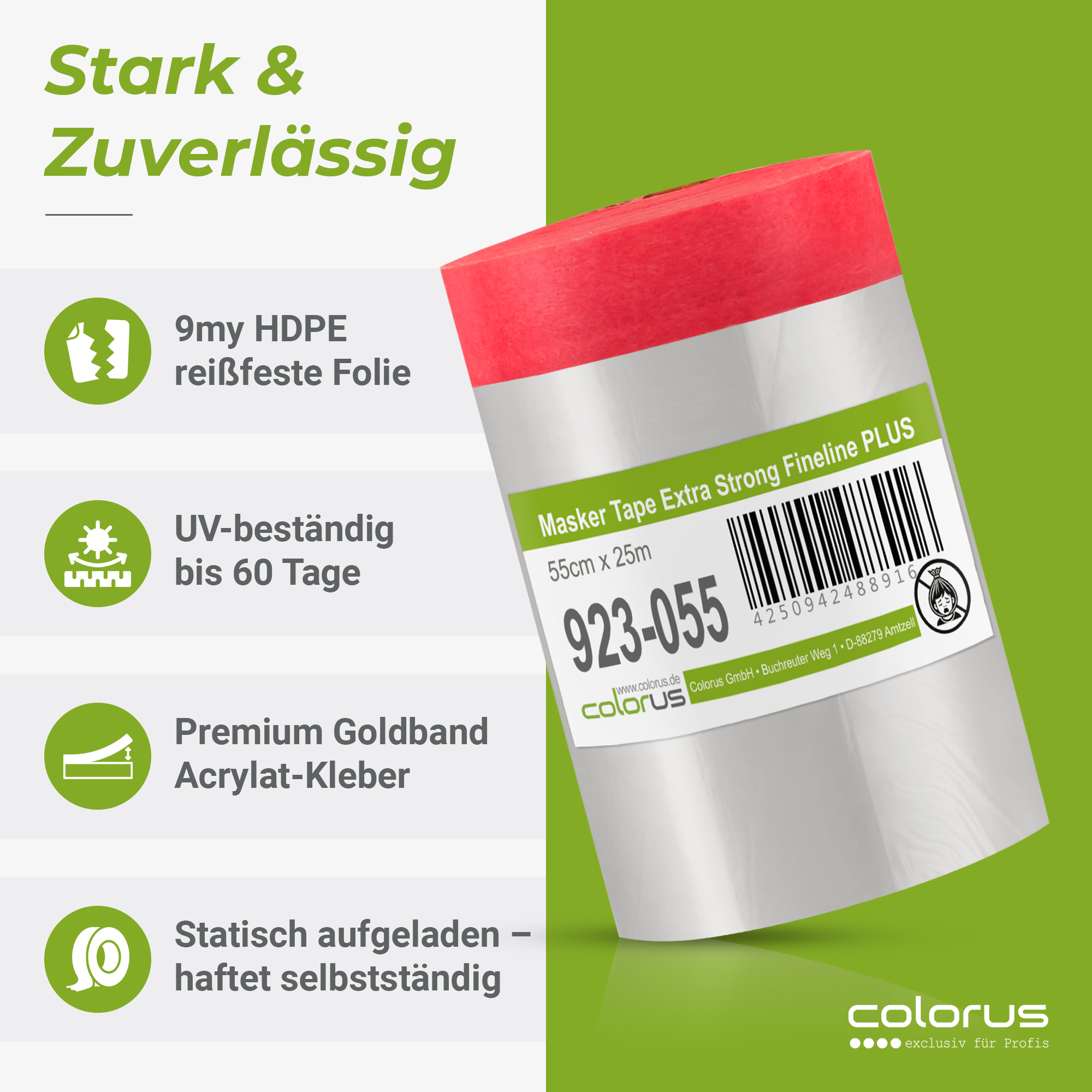 Colorus Premium Folien Masker Tape Extra Strong UV 120 55cm x 25m Colorus Premium Folien Masker Tape Extra Strong UV 120 55cm x 25m