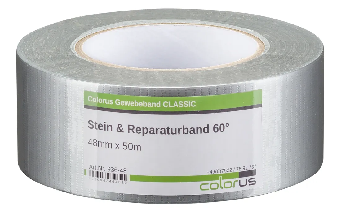 Colorus Profi Gewebeband 60° Reparaturband silber 50m x 48mm