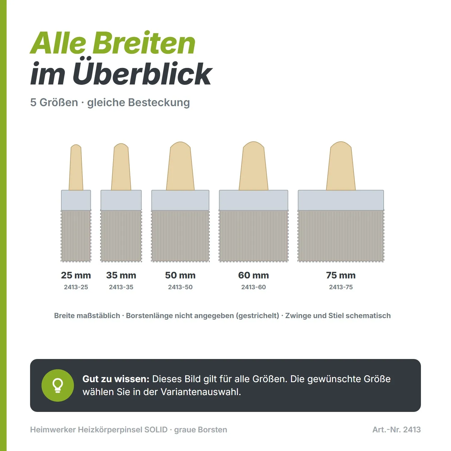 Heimwerker Heizkörperpinsel SOLID Malerpinsel 60% graue Top Borsten 75mm