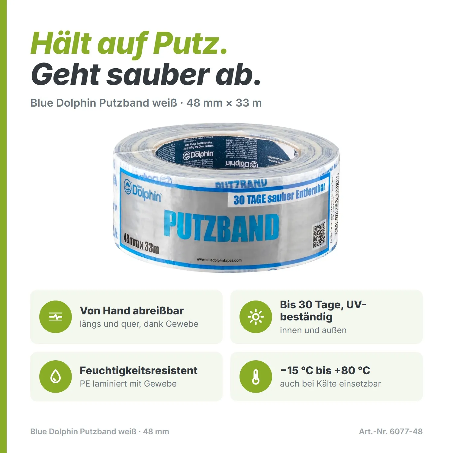 Blue Dolphin Putzband weiß 48mm x 33m