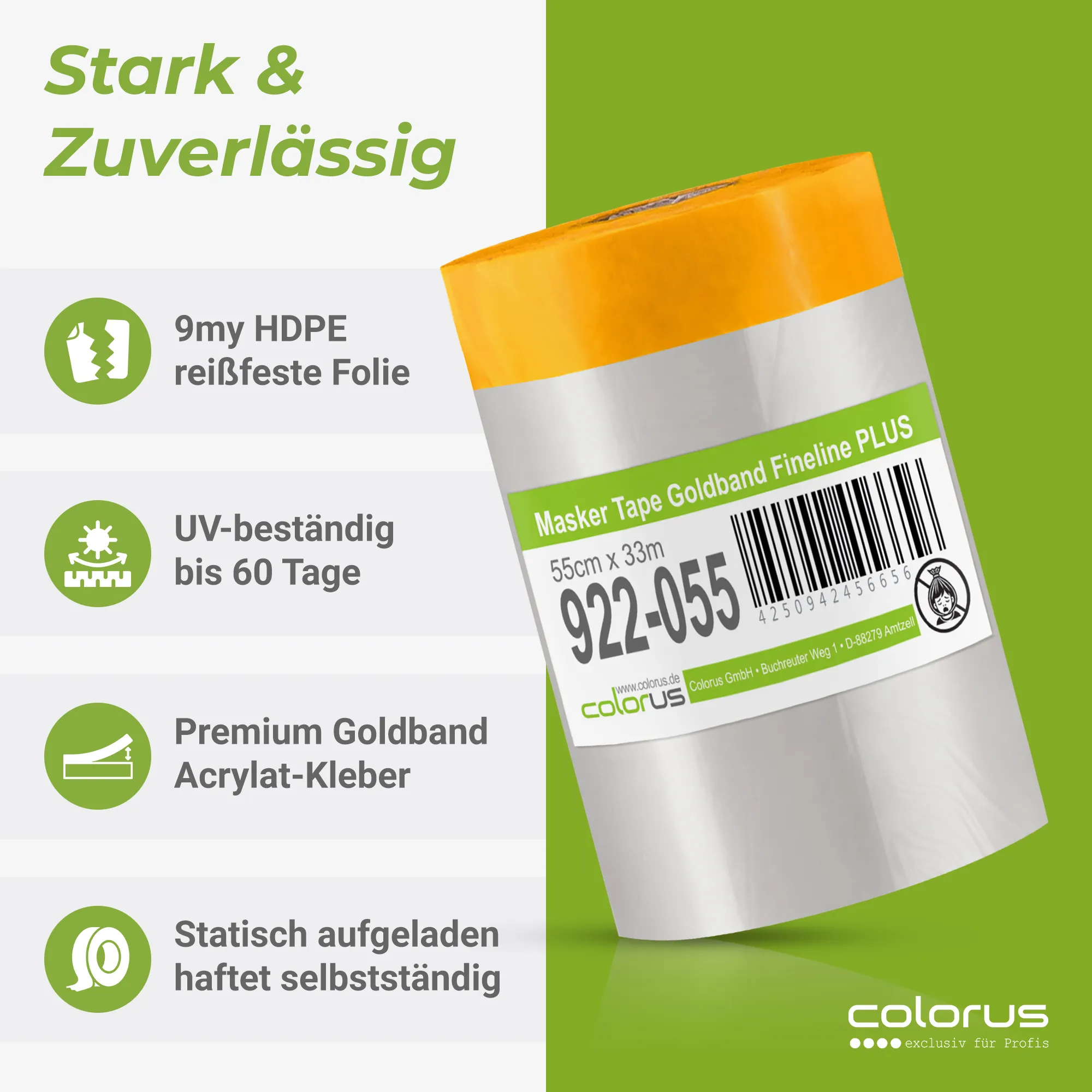 Colorus Premium Folien Masker Tape Goldband UV 60 55cm x 33m