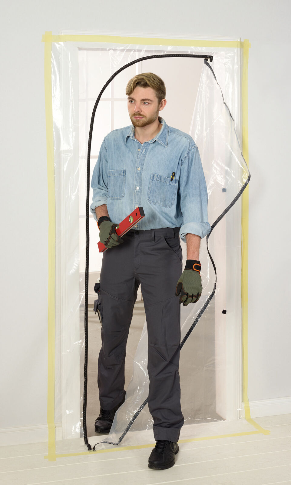 Porte anti-poussière en film LDPE 100µ avec fermeture éclair en L