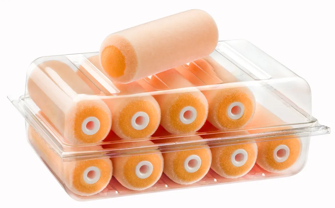 10× Profi Flock Lackierwalzen Set 11 cm rund | inkl. 2K Bügel & Farbwanne