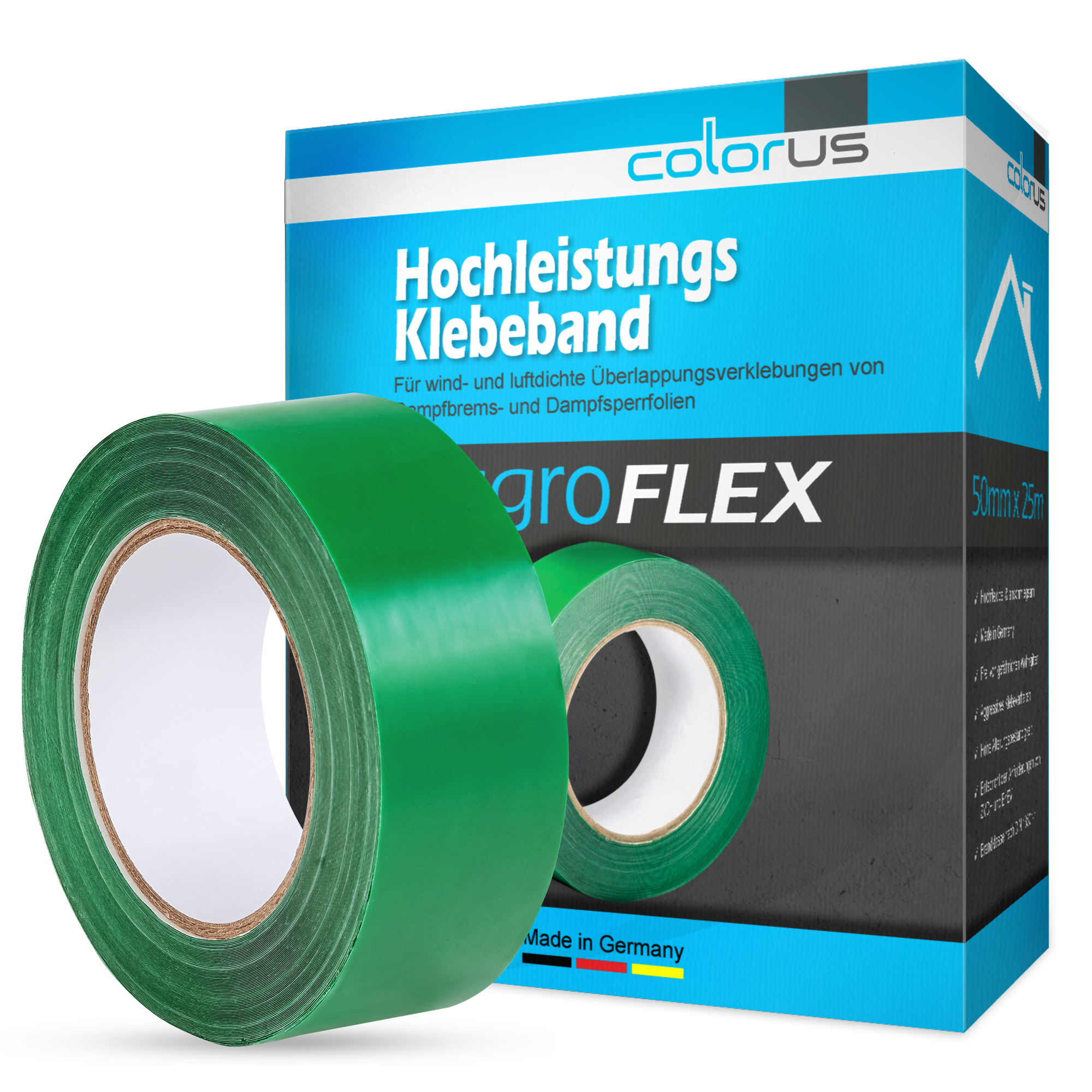 Colorus AggroFlex PLUS ruban adhésif pare-vapeur vert 25m 50mm